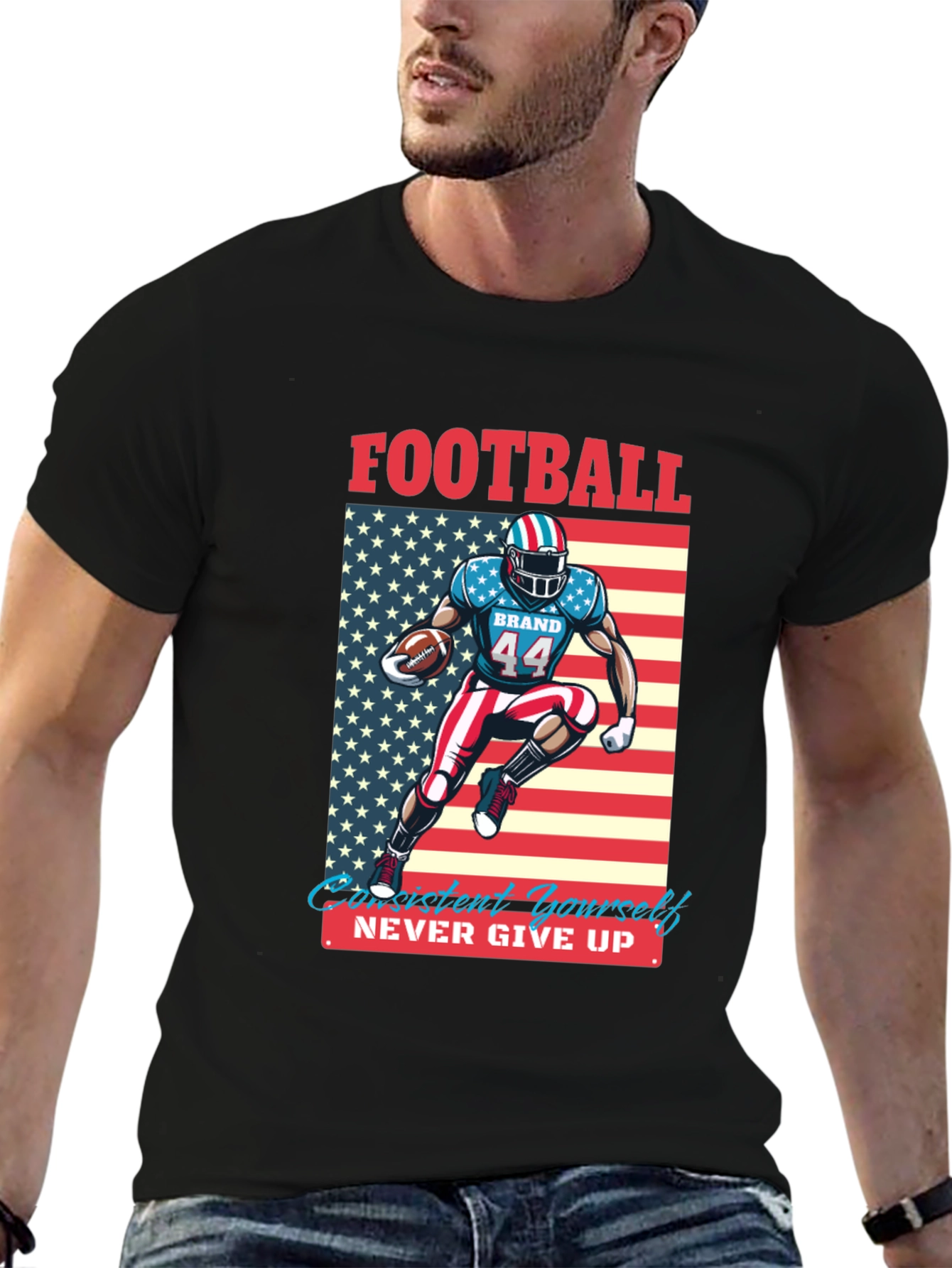 Football Patriot T-Shirt - Never Give Up