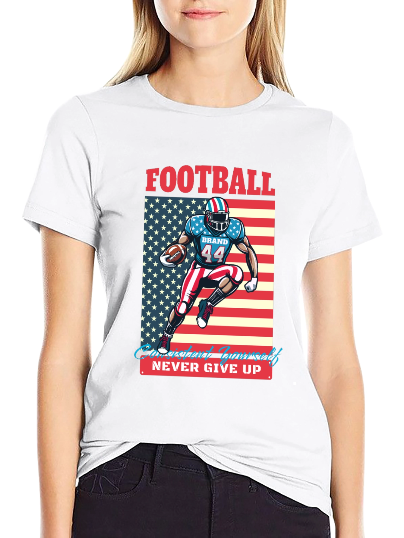 Football Patriot T-Shirt - Never Give Up
