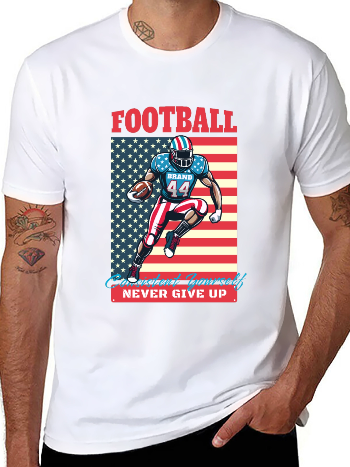 Football Patriot T-Shirt - Never Give Up