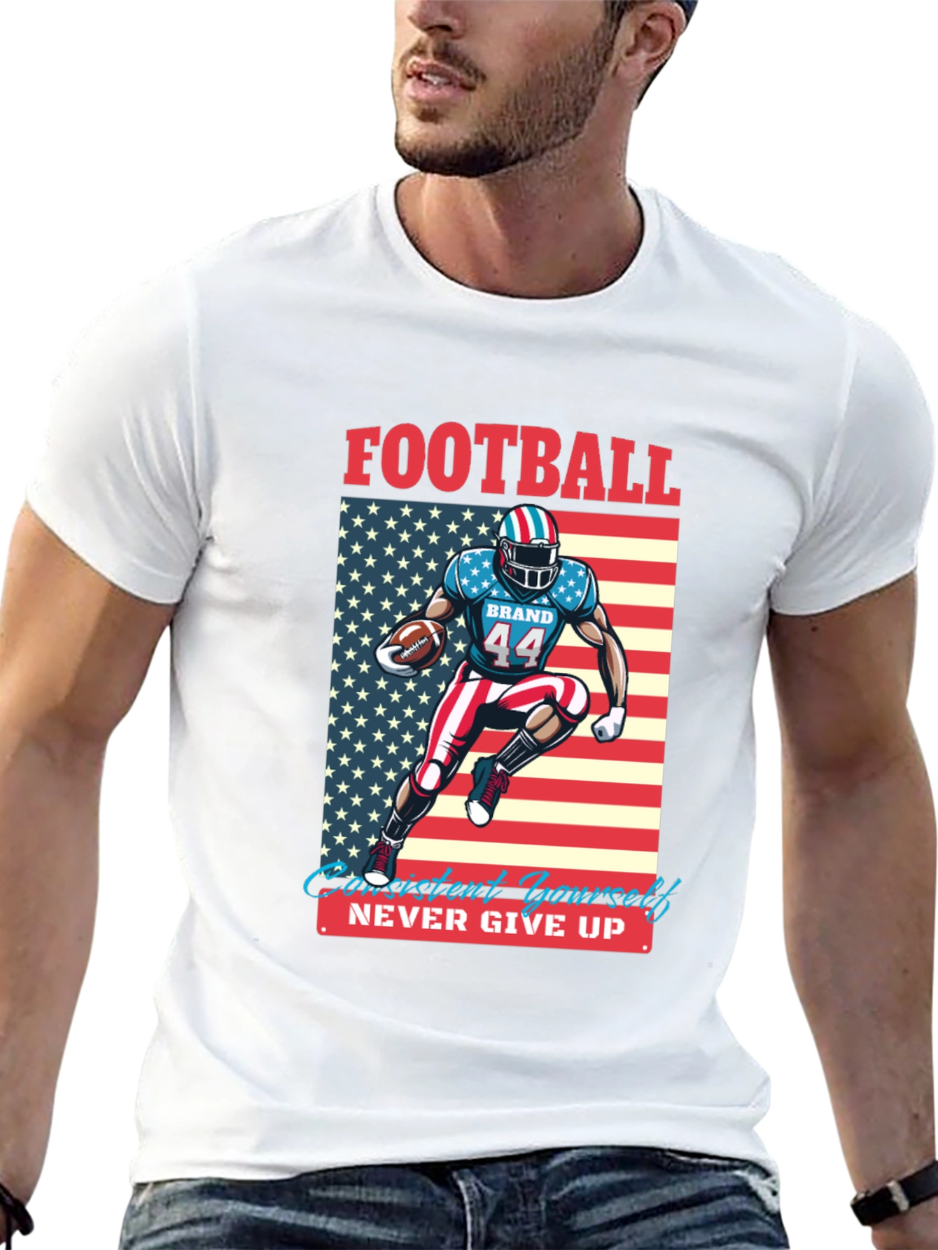 Football Patriot T-Shirt - Never Give Up