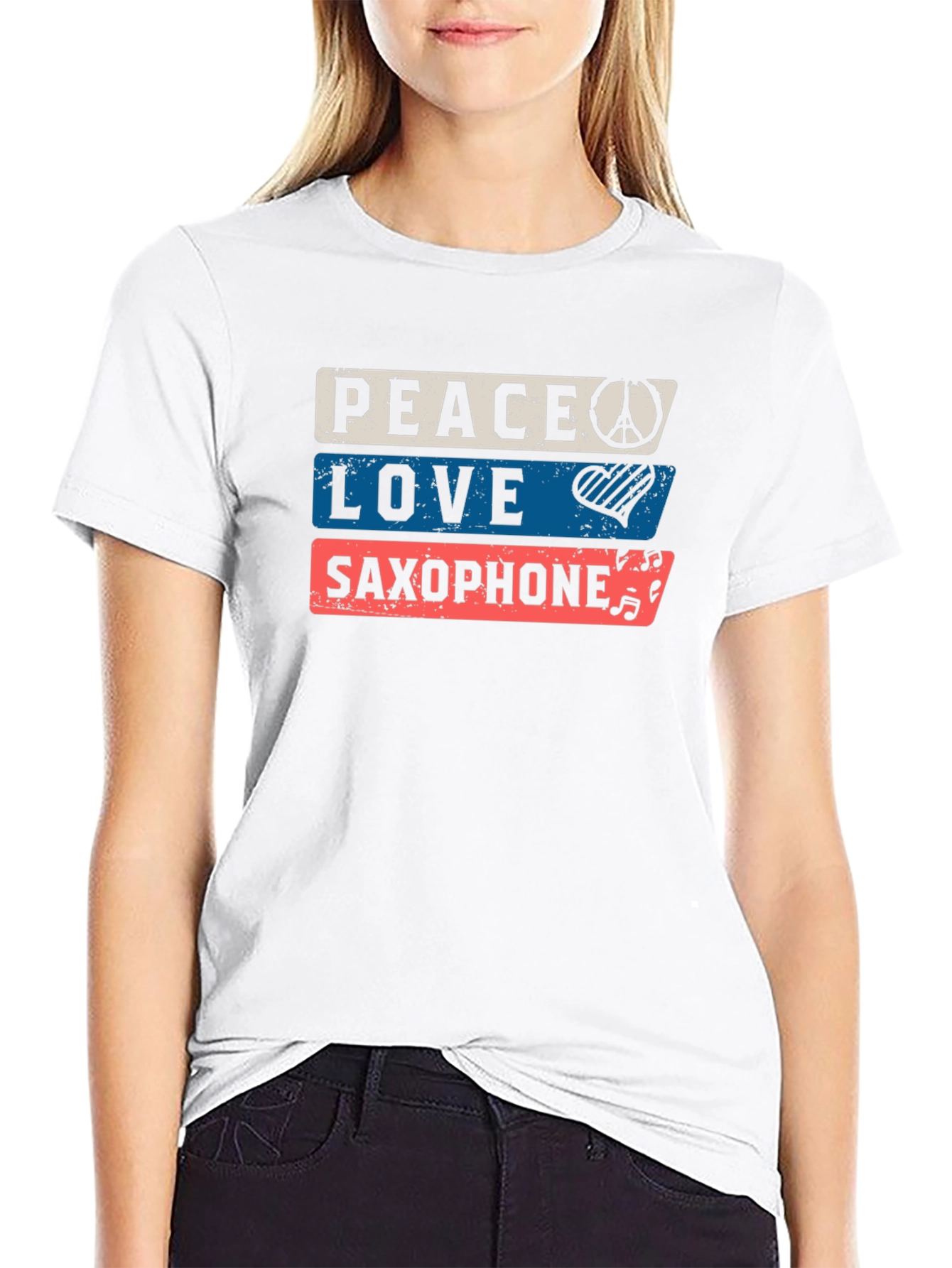 Peace Love Saxophone Graphic Tee