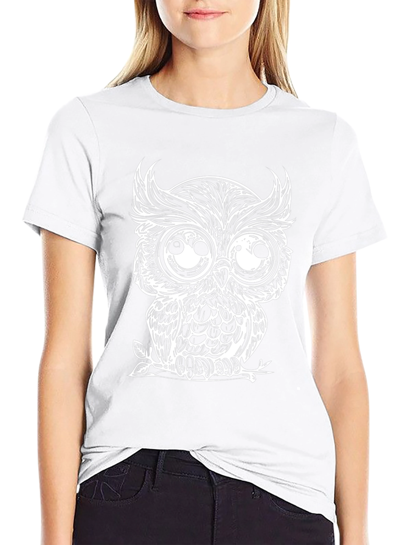 Mens Black Owl Graphic Tee - Unique Design