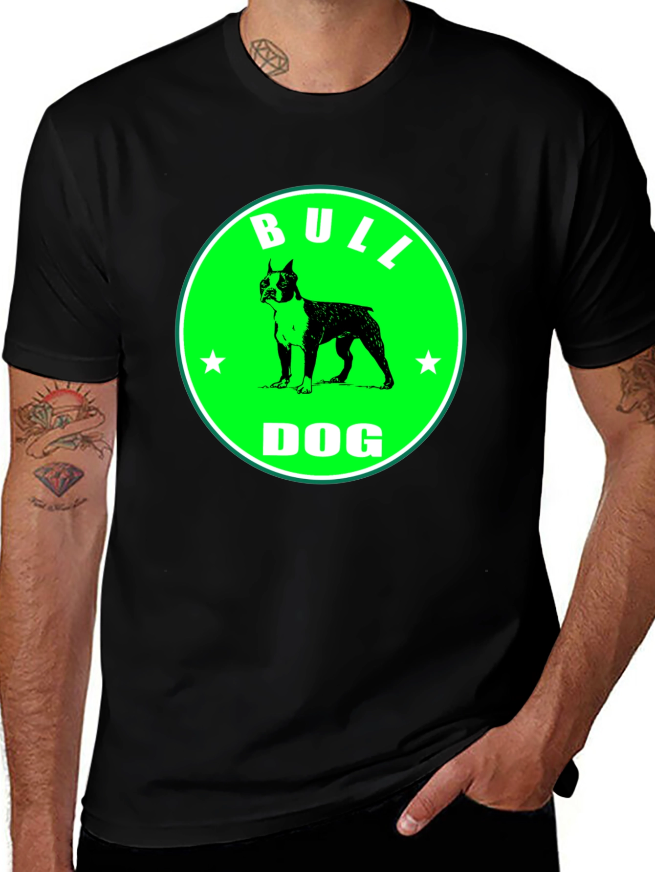 Bulldog Graphic Tee - Black Cotton T-Shirt