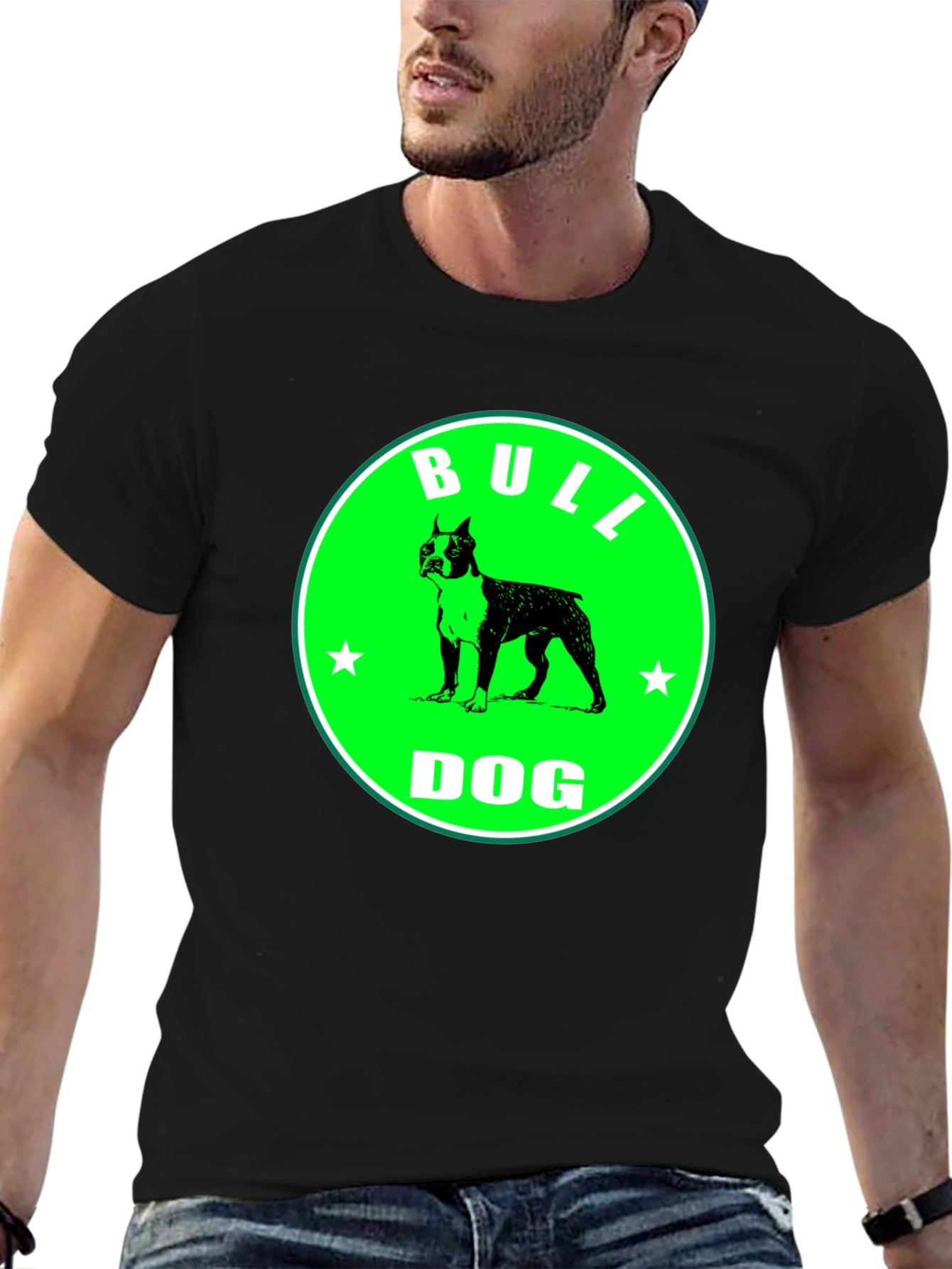 Bulldog Graphic Tee - Black Cotton T-Shirt