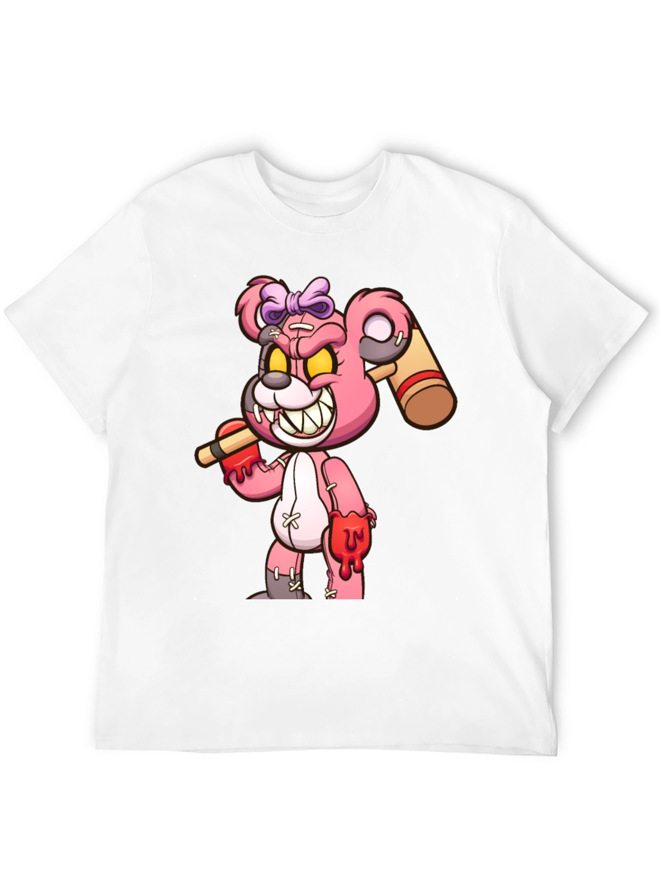 Scary Bloody Teddy Bear Graphic T-Shirt