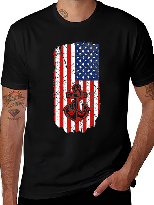 American Flag Anchor Graphic T-Shirt