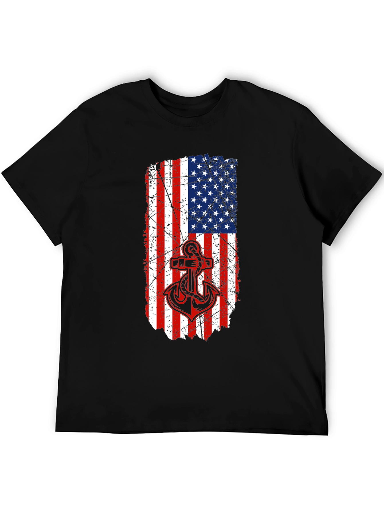 American Flag Anchor Graphic T-Shirt