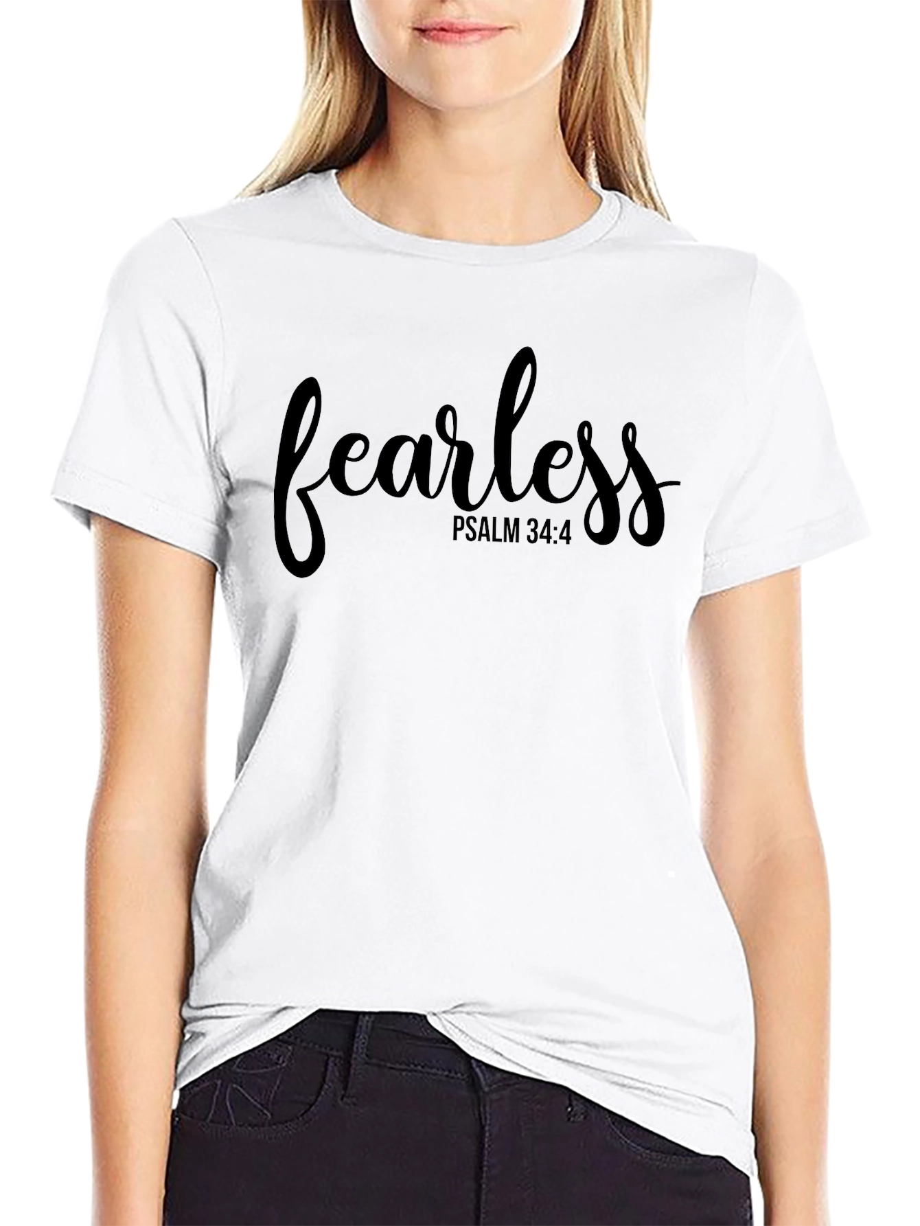 Fearless Psalm 34:4 Black T-Shirt