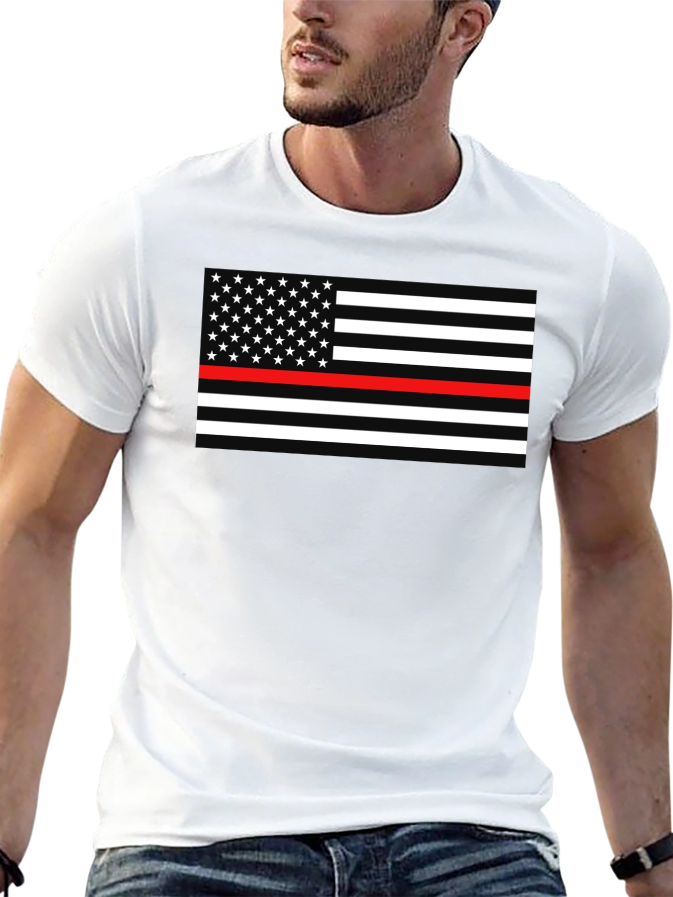 Thin Red Line American Flag Graphic Tee