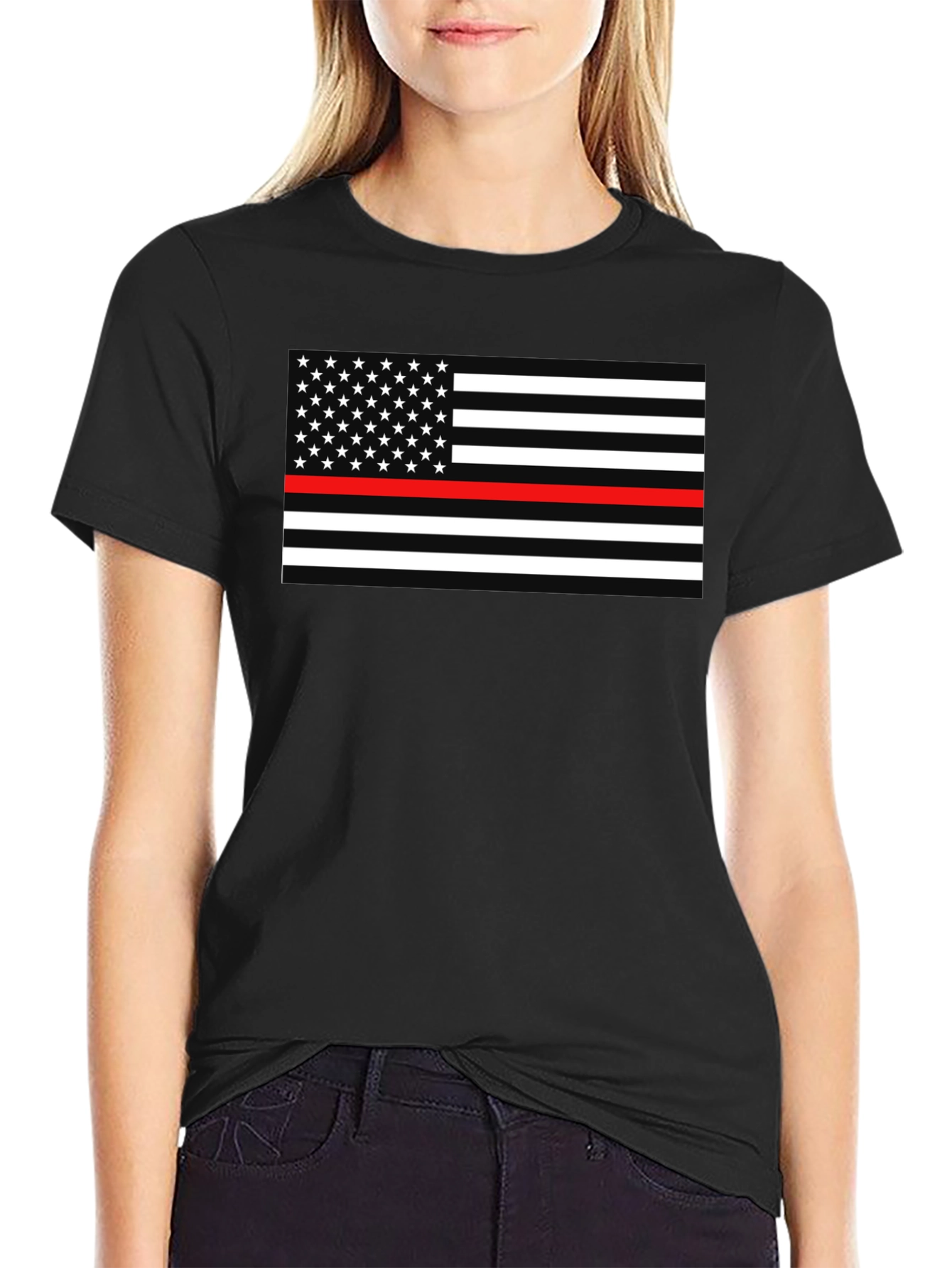 Thin Red Line American Flag Graphic Tee