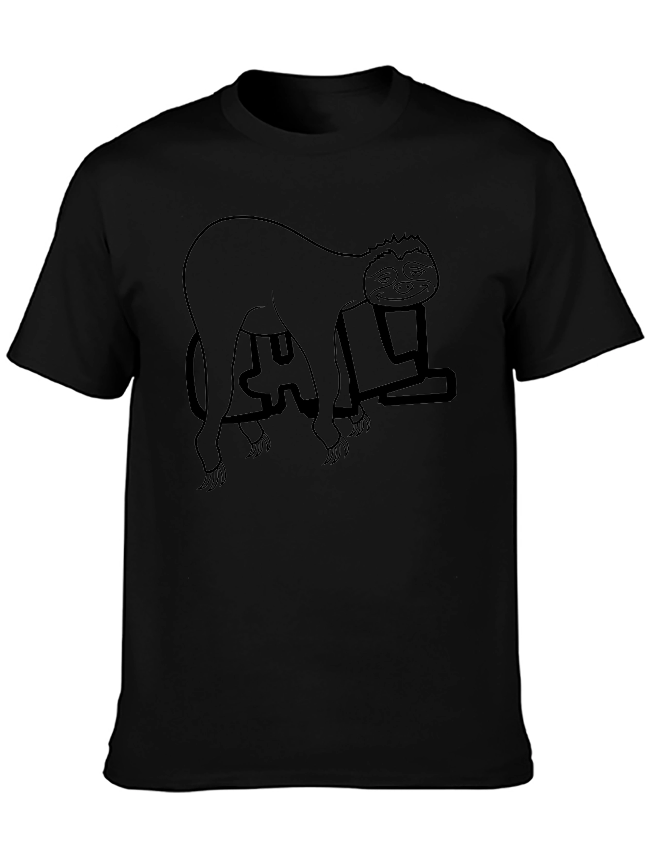 Sloth Doing Yoga Black T-Shirt