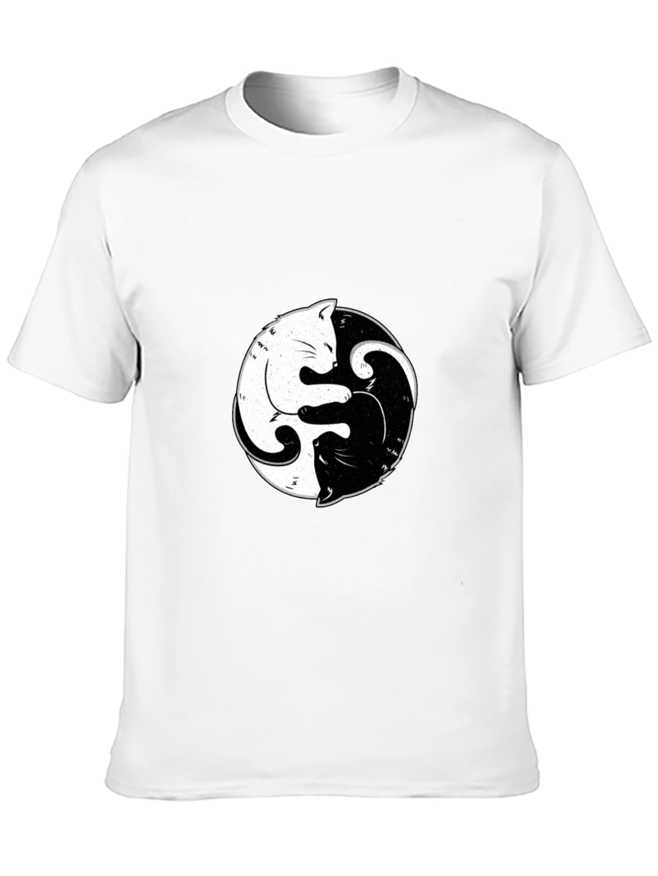Yin Yang Cats Graphic Tee - Black
