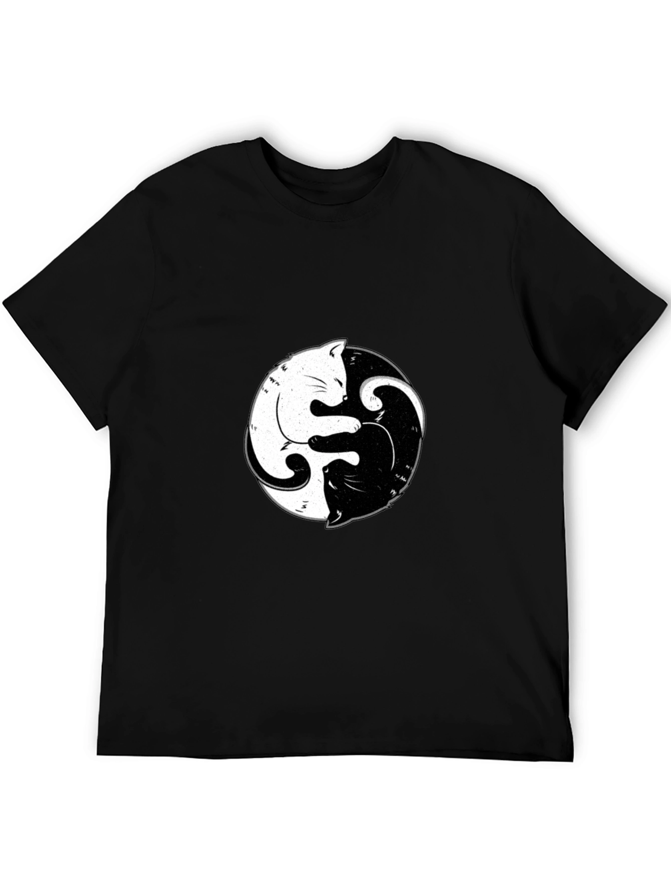 Yin Yang Cats Graphic Tee - Black