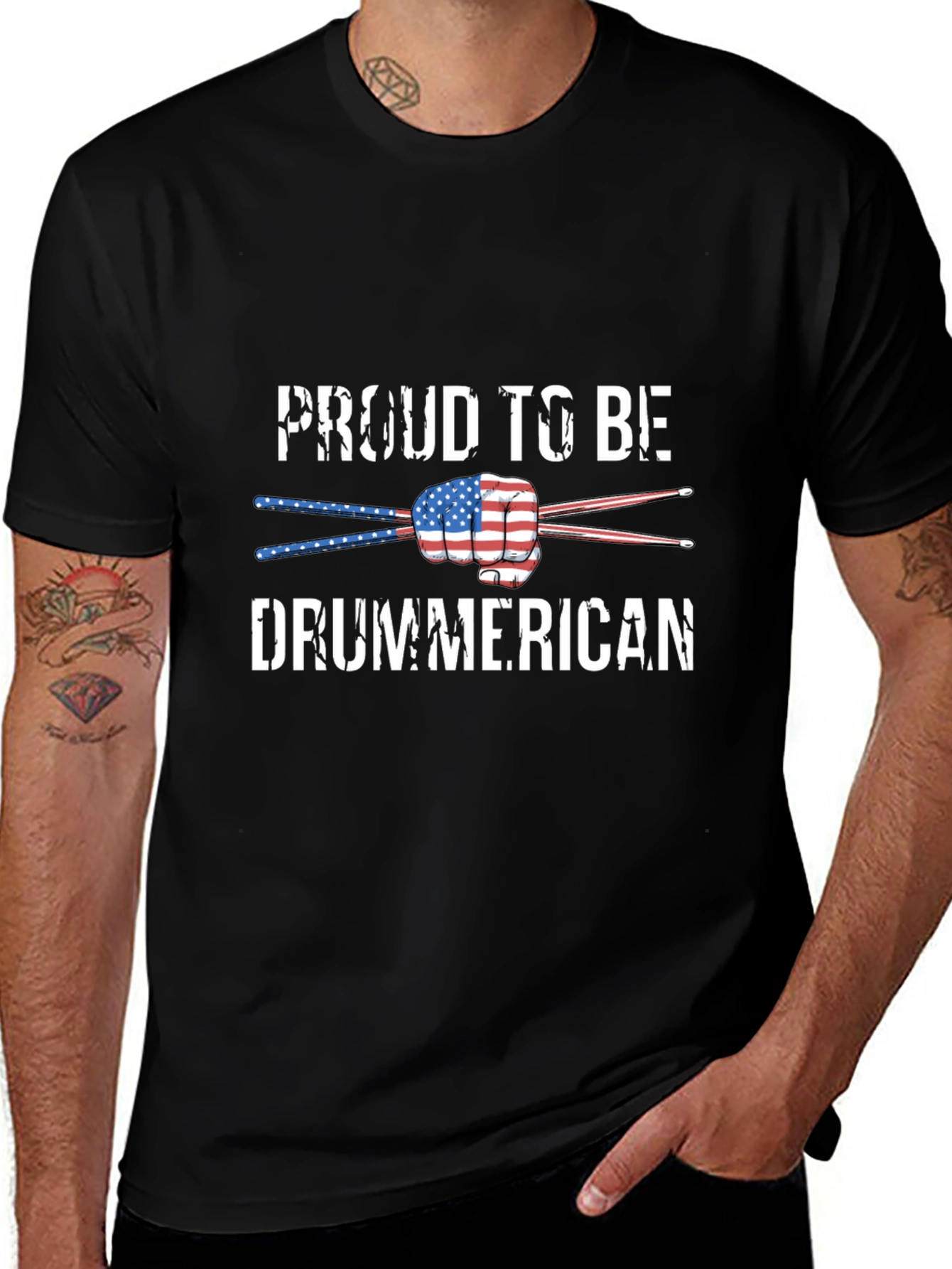 Proud Drummerican USA Flag T-Shirt