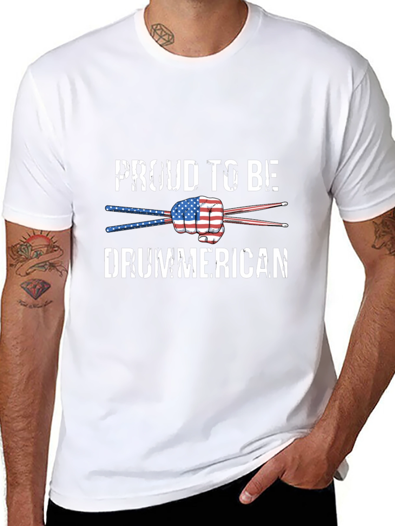 Proud Drummerican USA Flag T-Shirt
