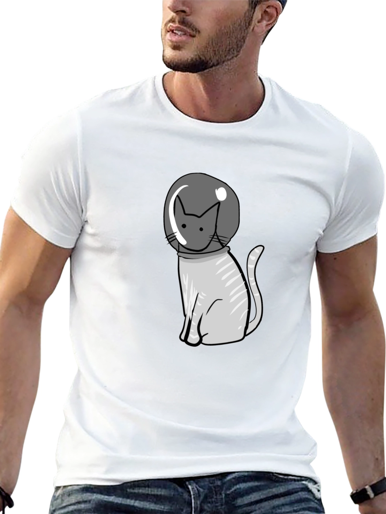 Astronaut Cat Graphic Tee - Cool Space Kitten T-Shirt