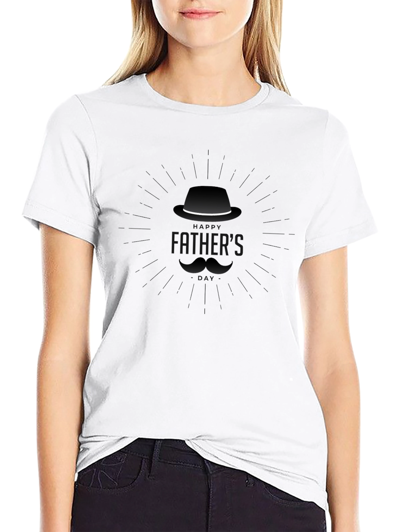 Fathers Day Hat & Mustache Graphic T-Shirt