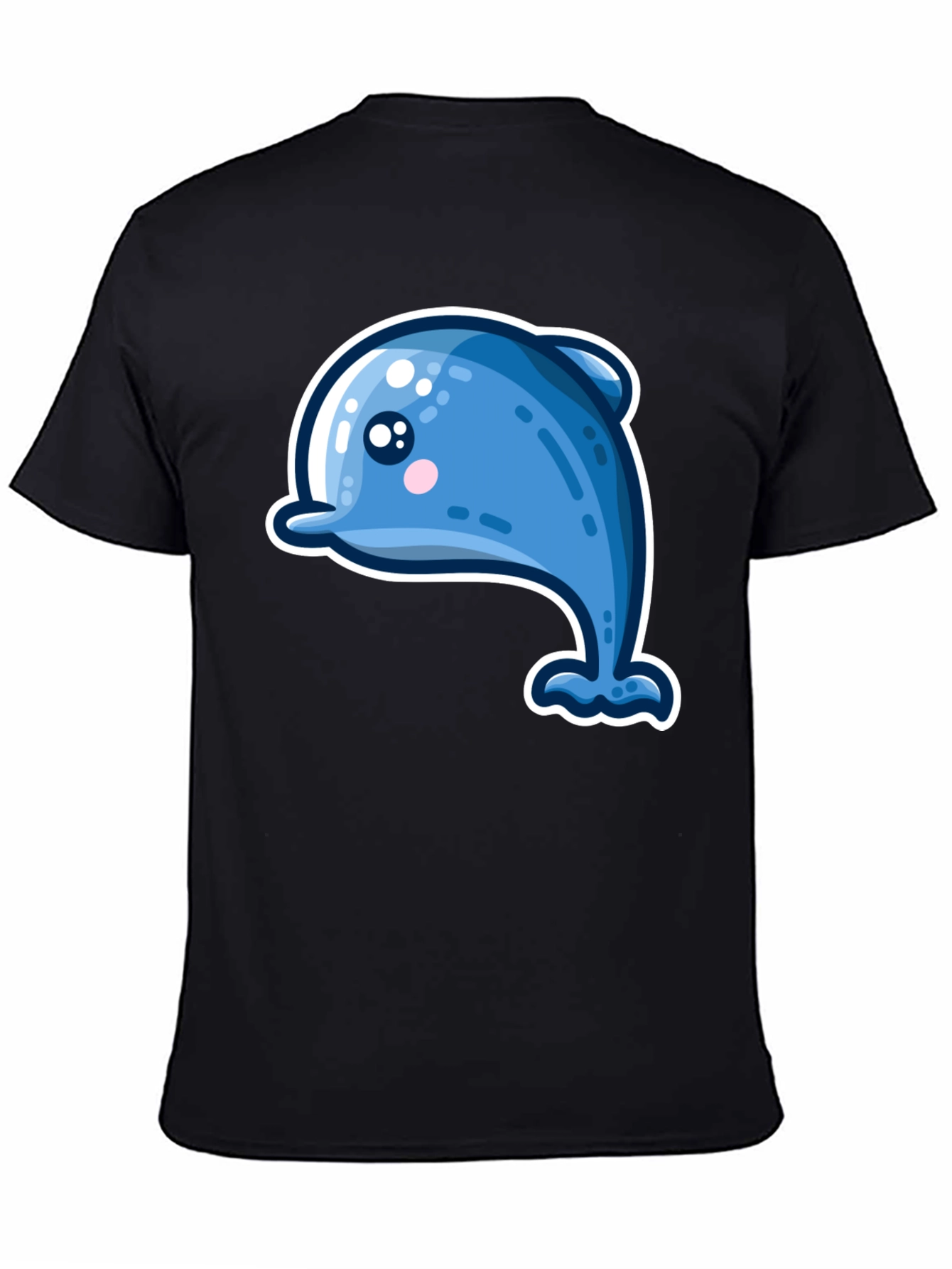 Cute Dolphin Graphic Tee - Black