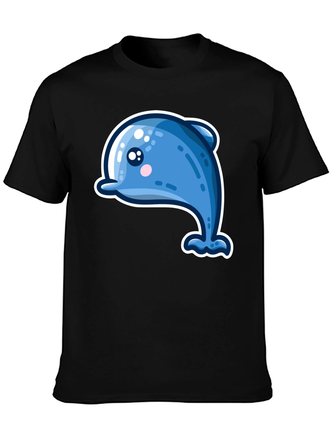 Cute Dolphin Graphic Tee - Black