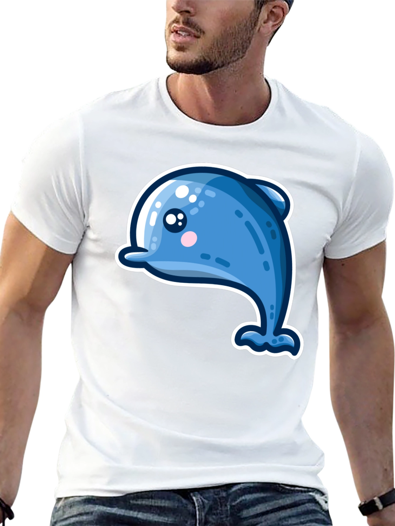 Cute Dolphin Graphic Tee - Black