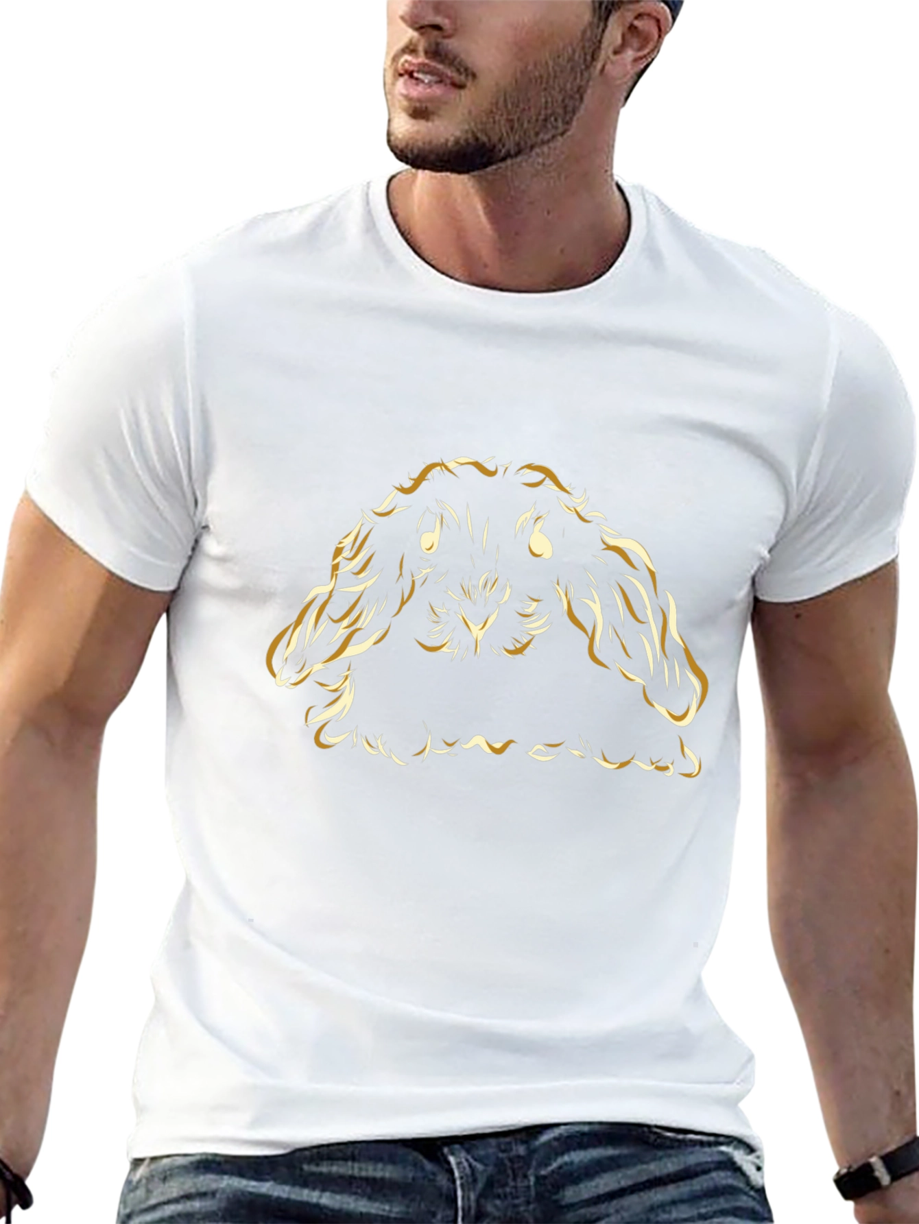 Gold Bunny Graphic T-Shirt - Black
