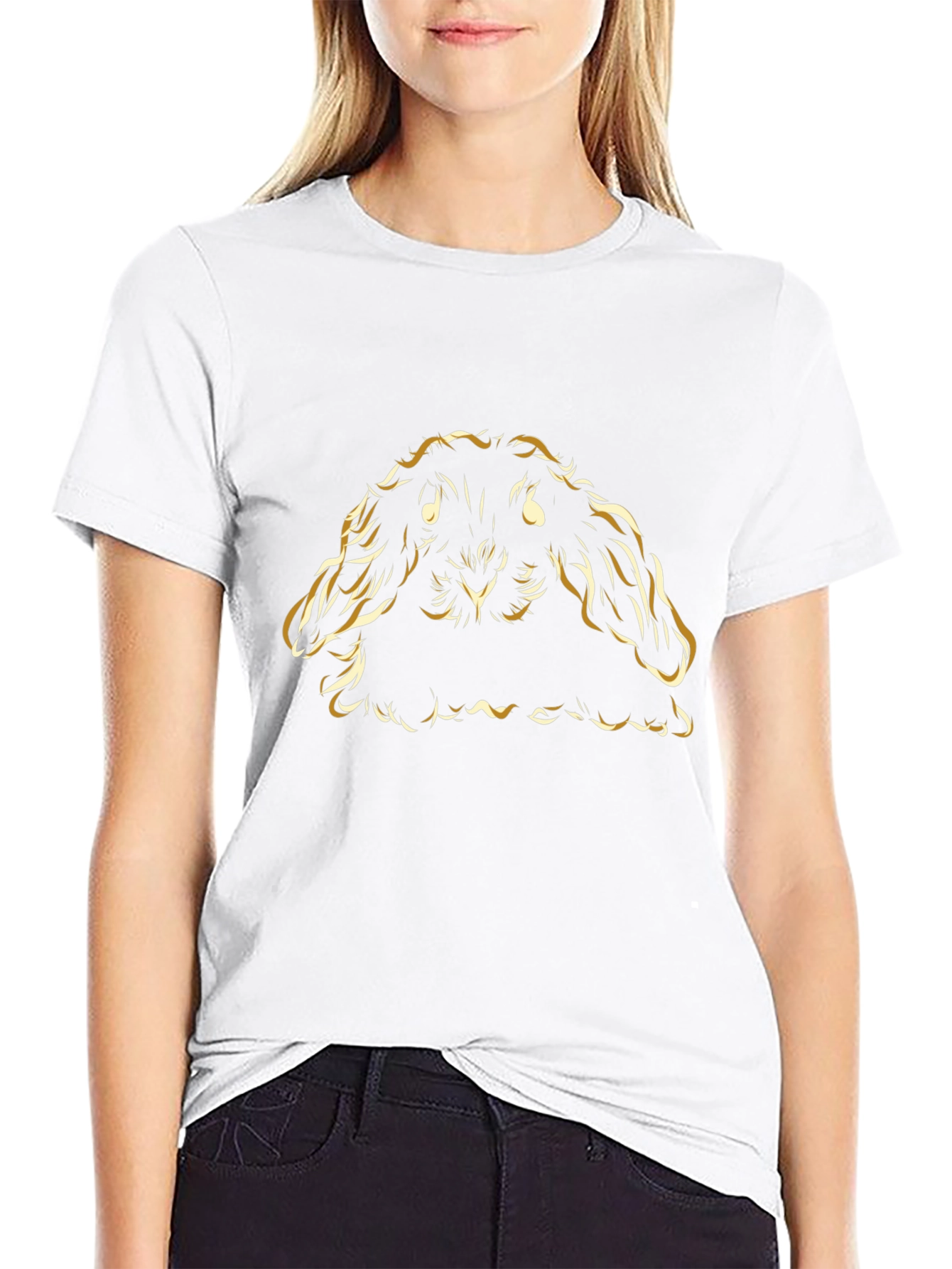 Gold Bunny Graphic T-Shirt - Black