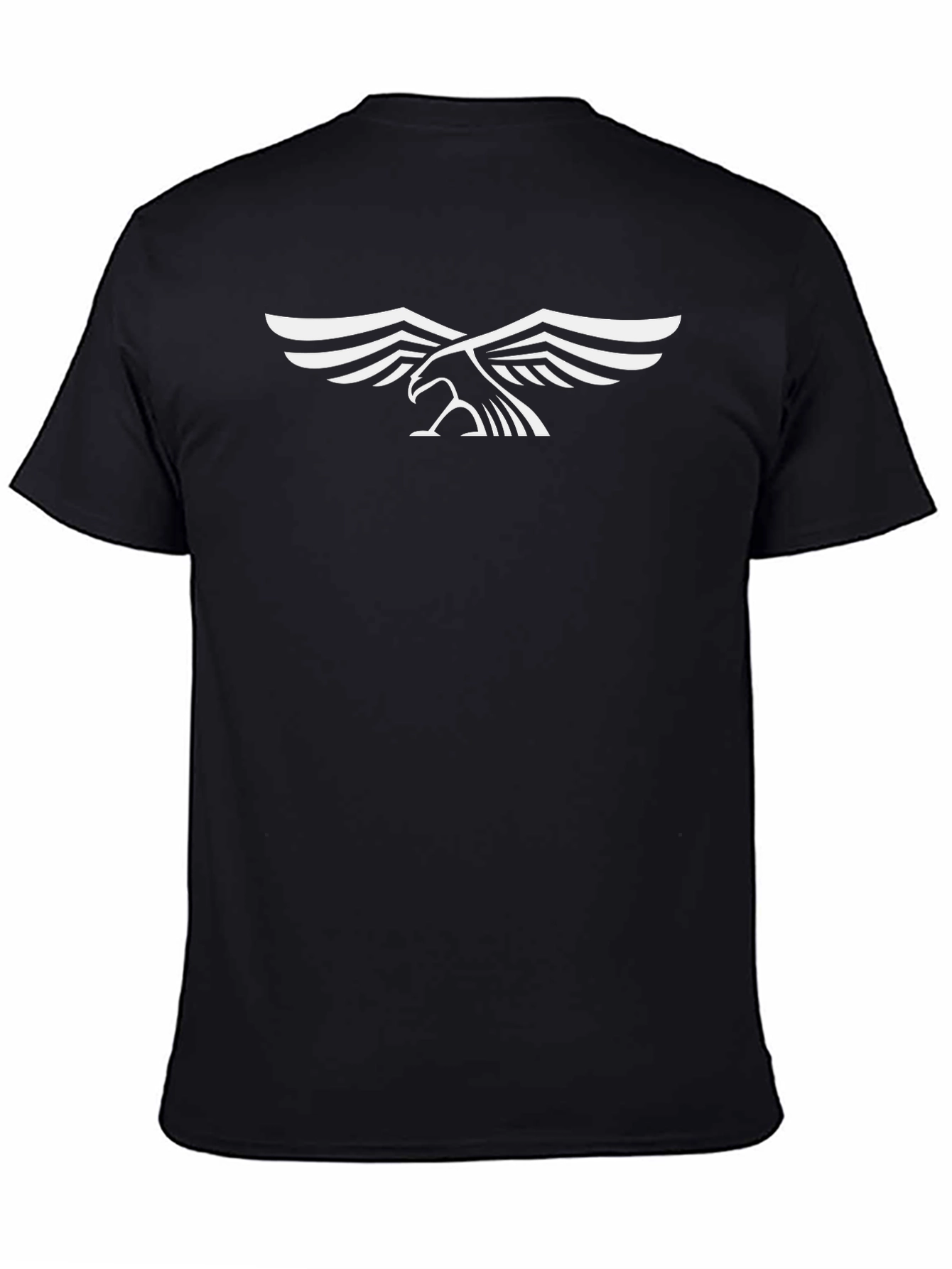 Black T-Shirt with White Eagle Graphic