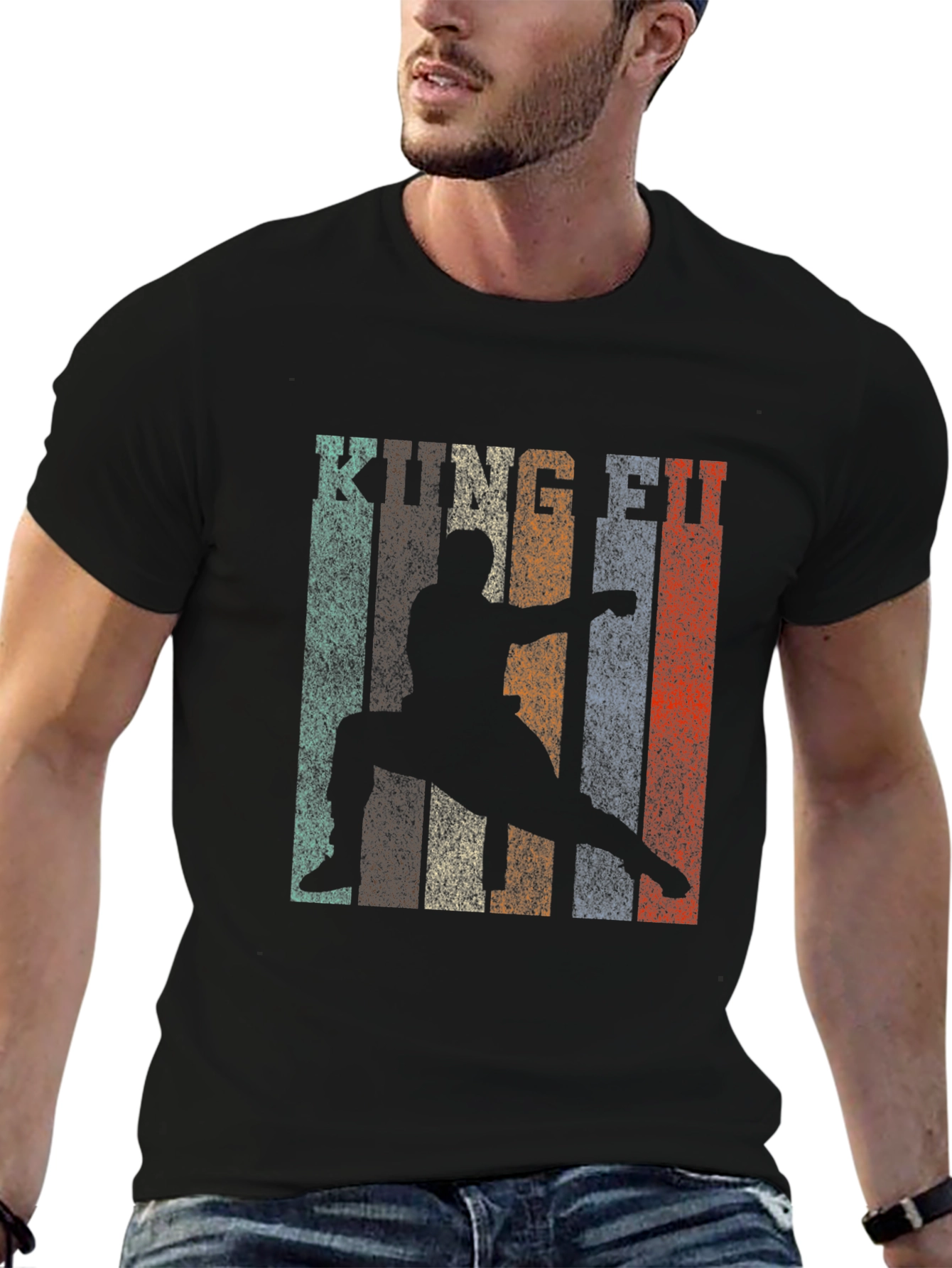 Retro Kung Fu Martial Arts Black T-Shirt