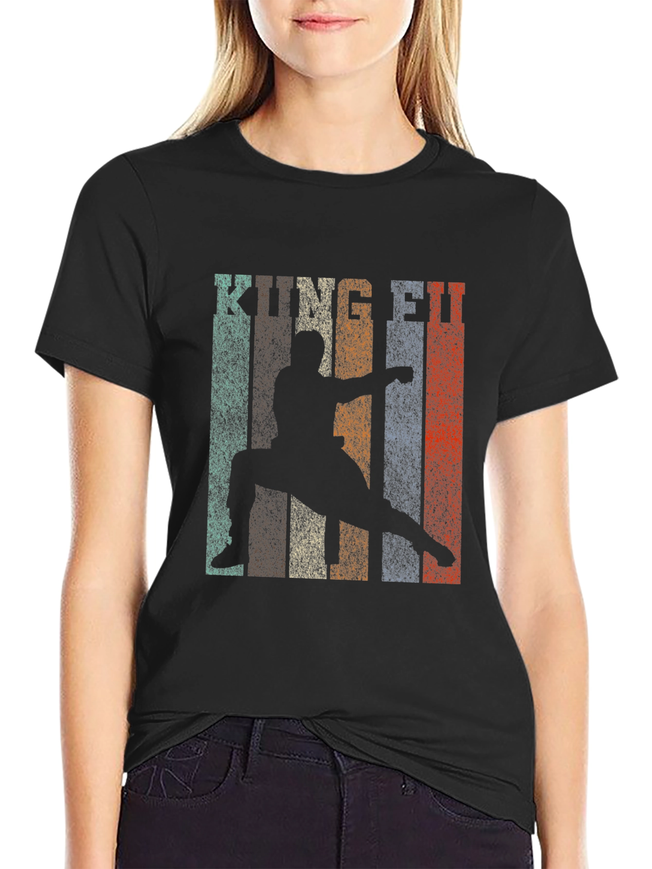 Retro Kung Fu Martial Arts Black T-Shirt
