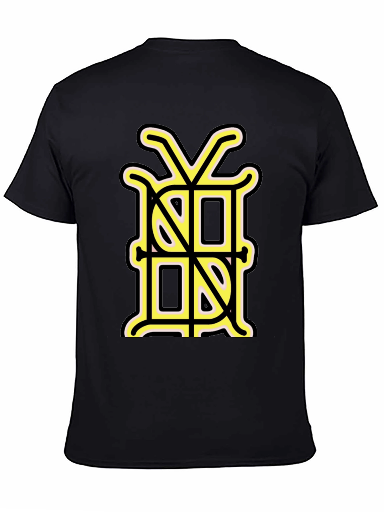 Black Graphic Tee with Unique Gold Monogram