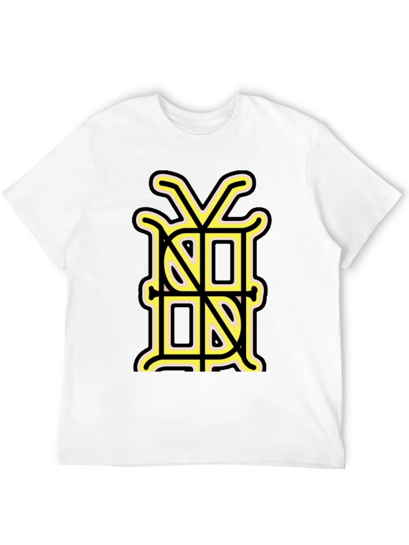 Black Graphic Tee with Unique Gold Monogram