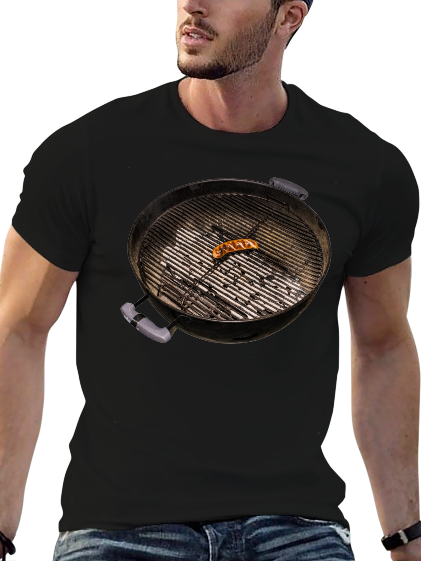 BBQ Grill T-Shirt with Sausage - Novelty Summer Tee