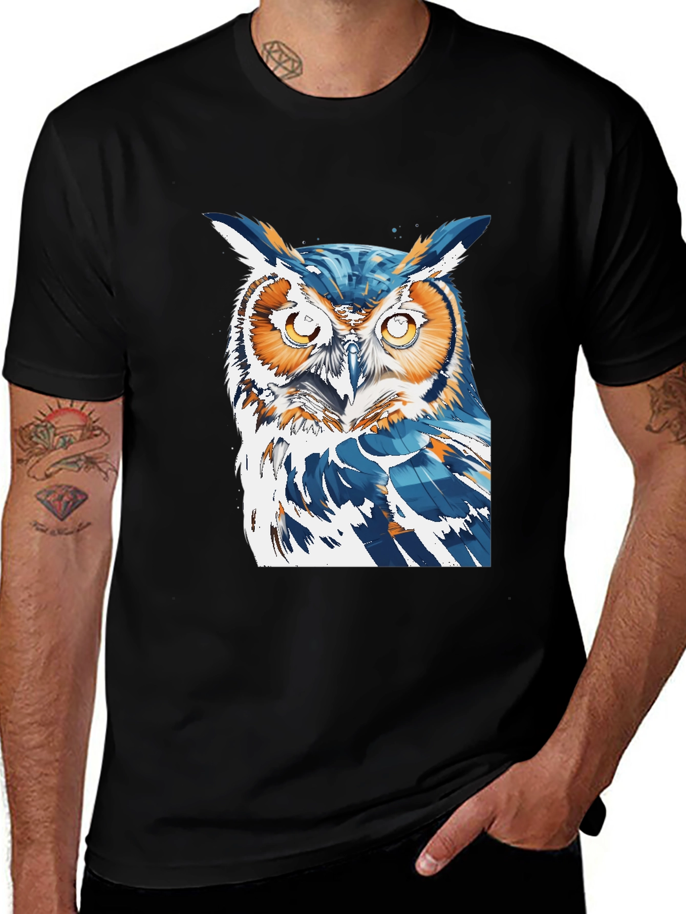Cool Owl Graphic Tee - Black T-Shirt