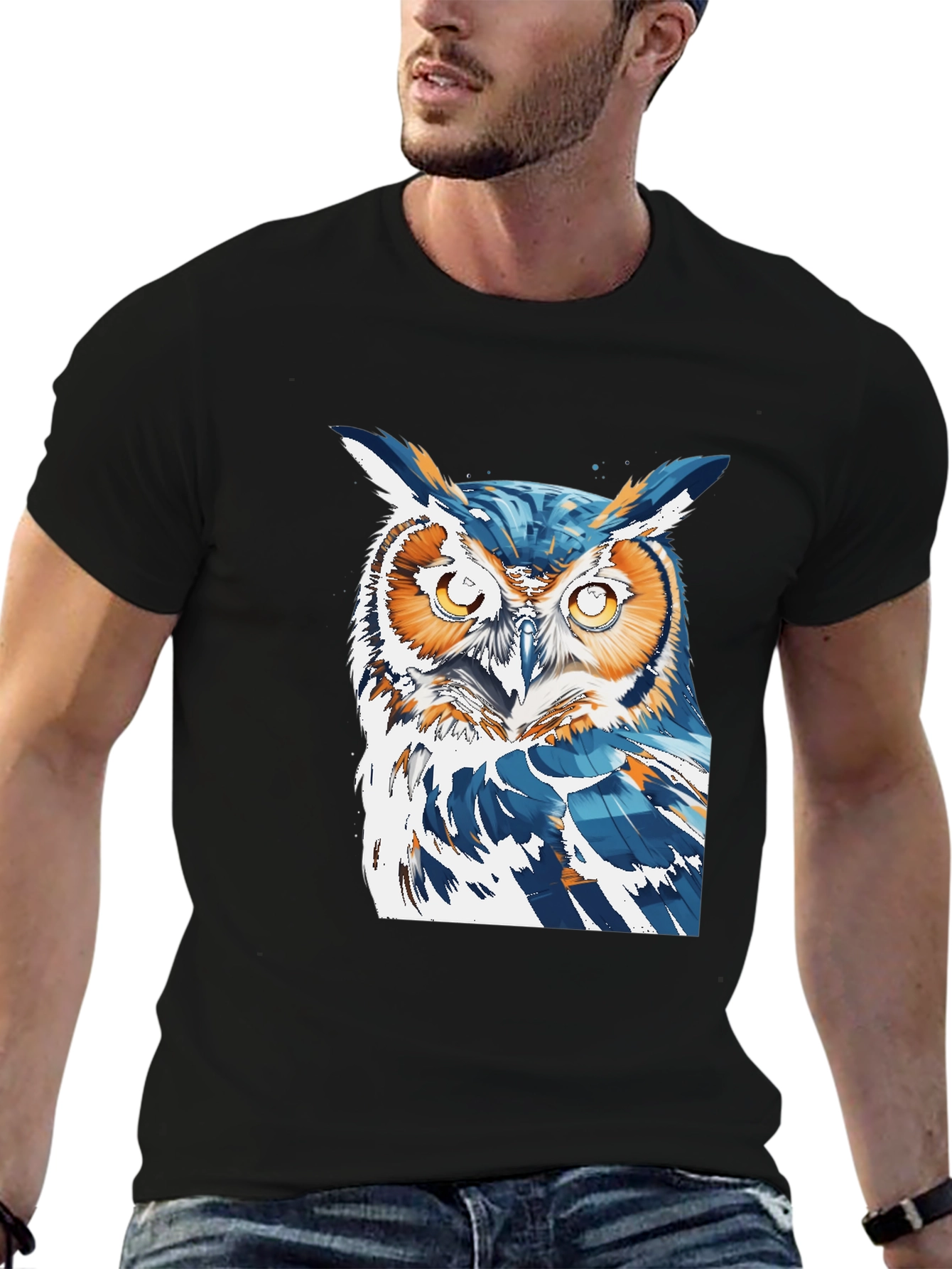 Cool Owl Graphic Tee - Black T-Shirt