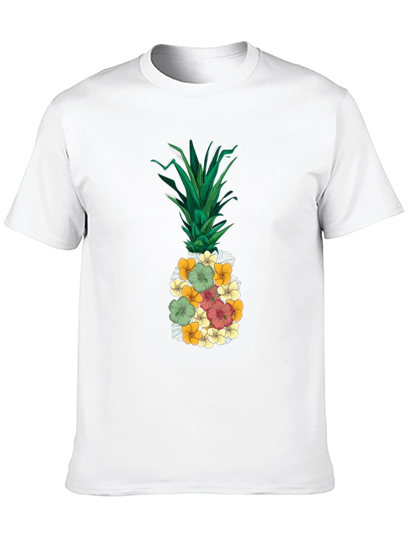 Floral Pineapple Graphic Tee - Tropical Vibe