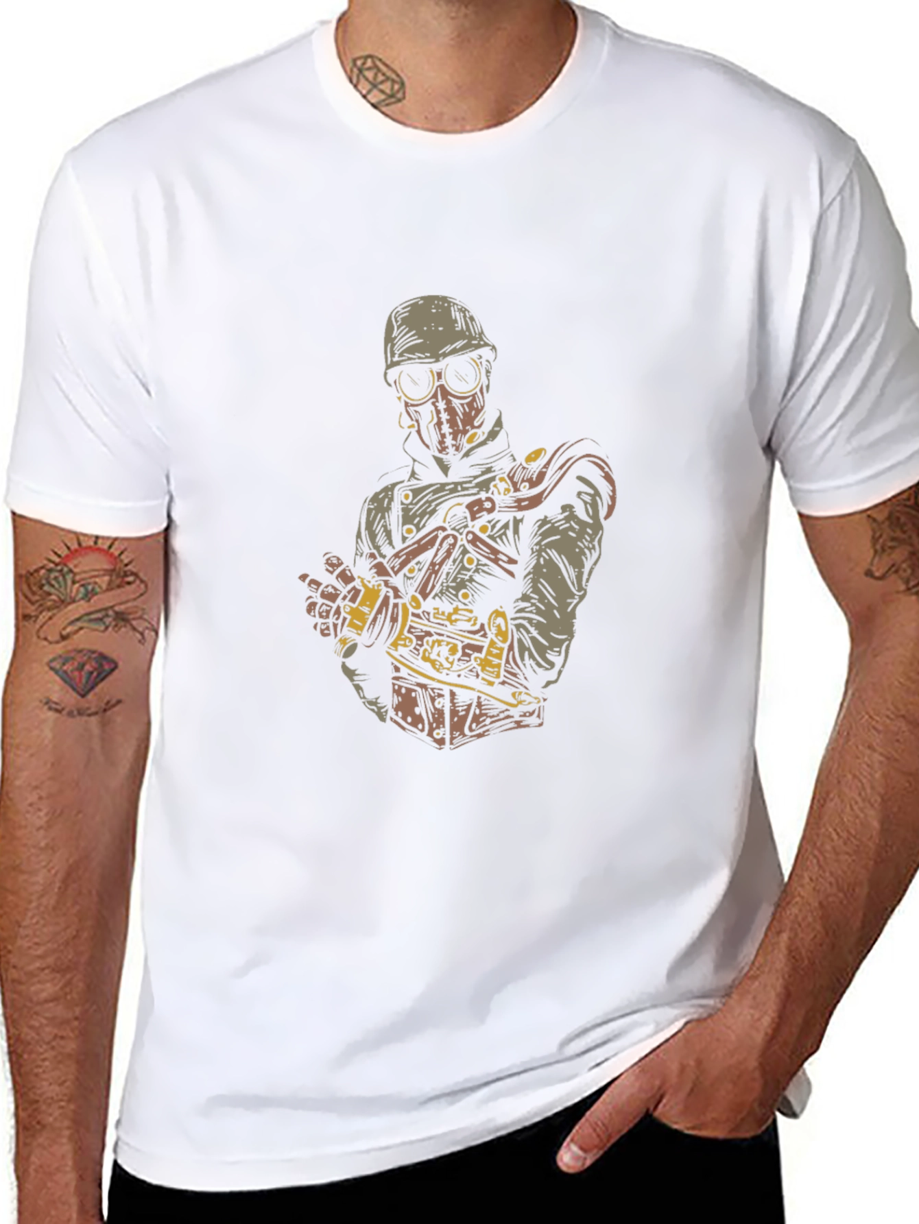 Steampunk Graphic Print Tee - Black