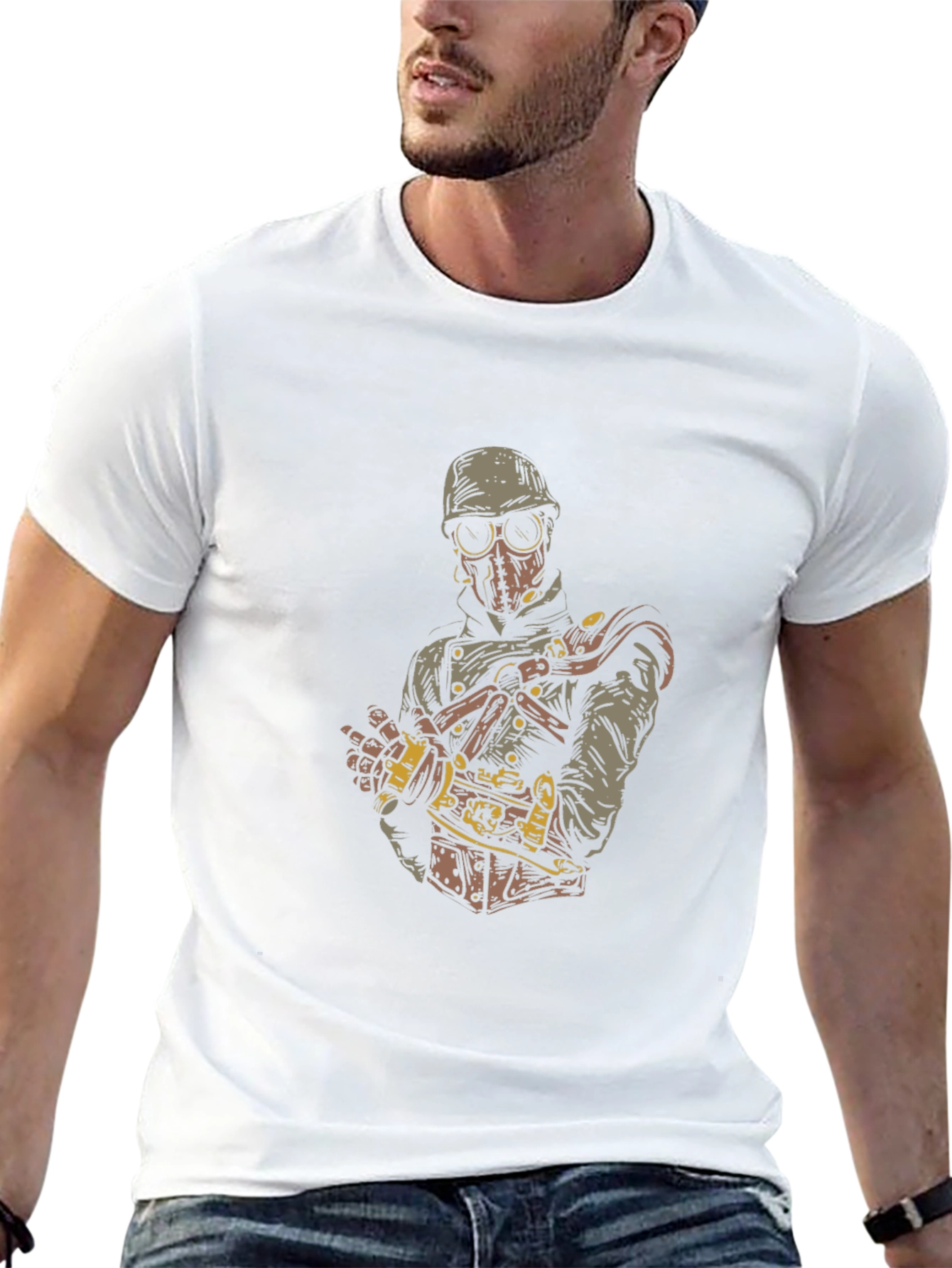 Steampunk Graphic Print Tee - Black
