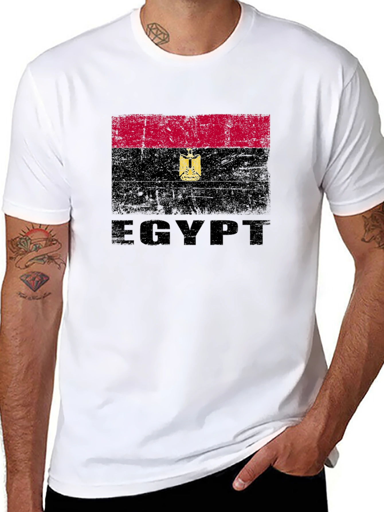 Egypt Flag Graphic T-Shirt - Distressed Design