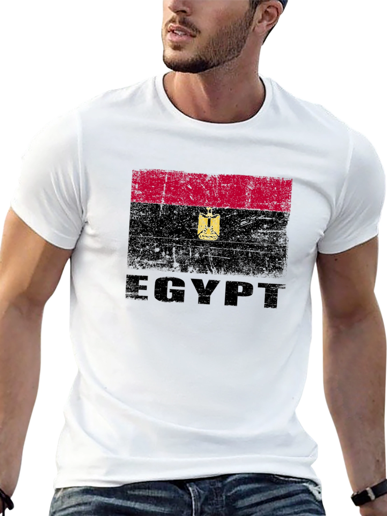 Egypt Flag Graphic T-Shirt - Distressed Design