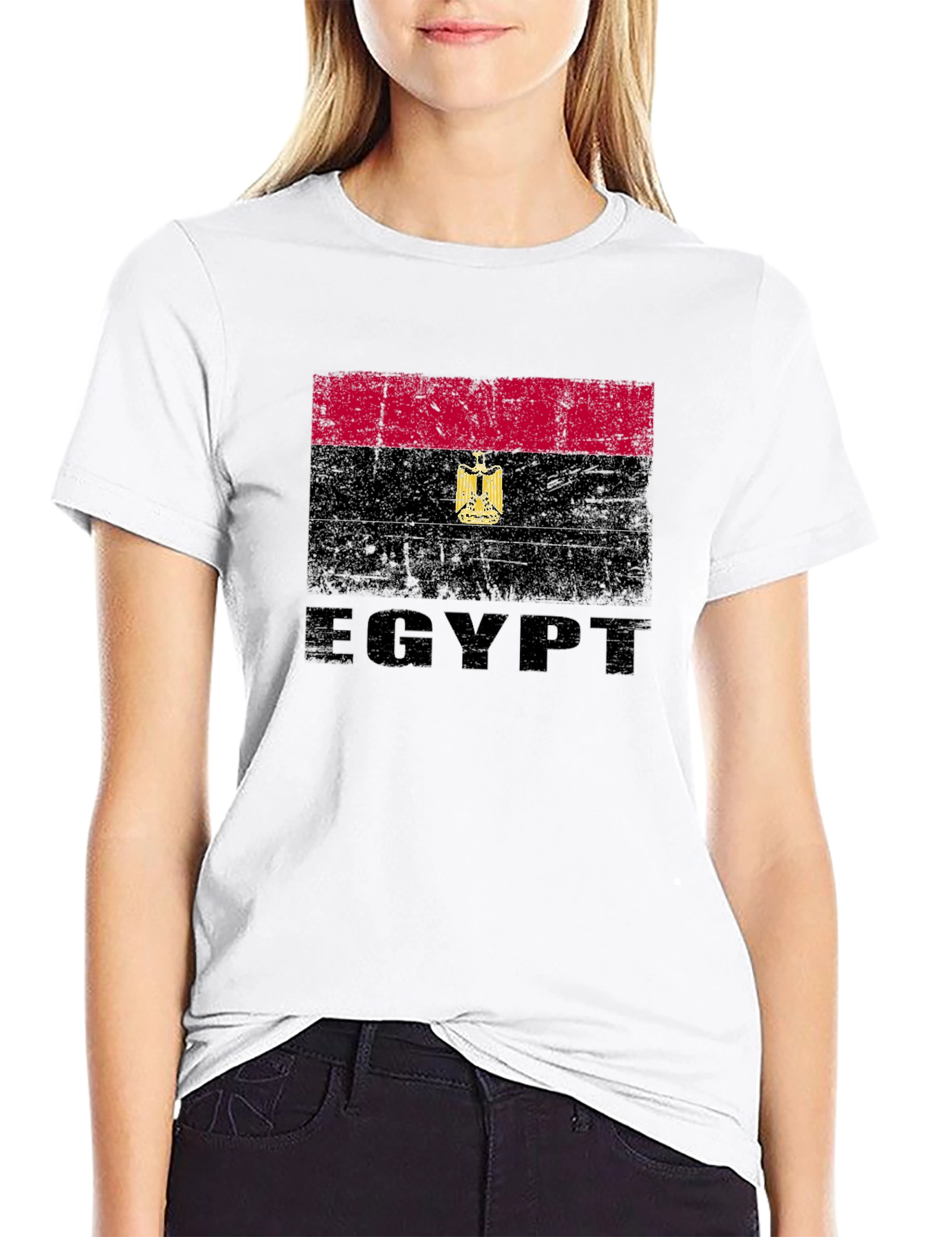 Egypt Flag Graphic T-Shirt - Distressed Design