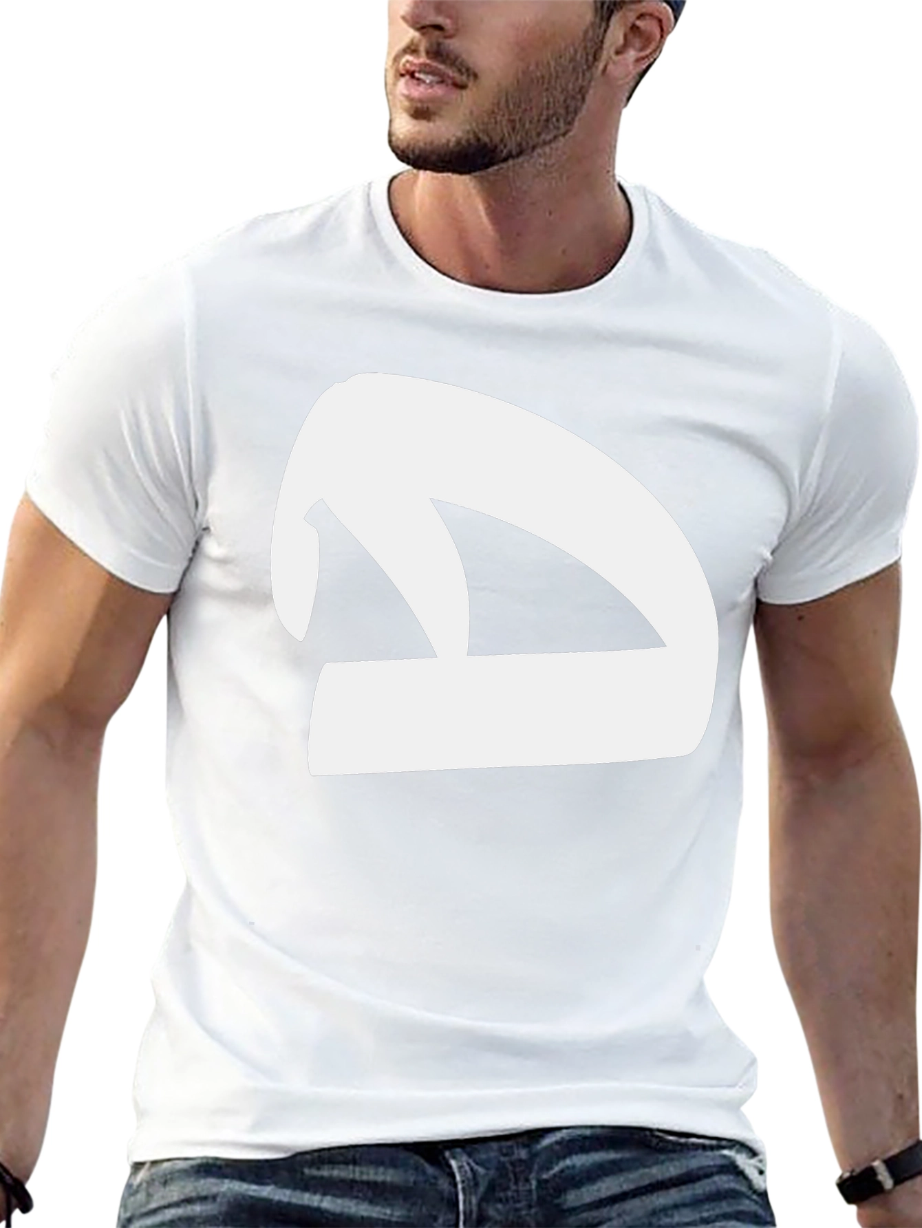 Black T-Shirt with White Abstract Symbol Graphic
