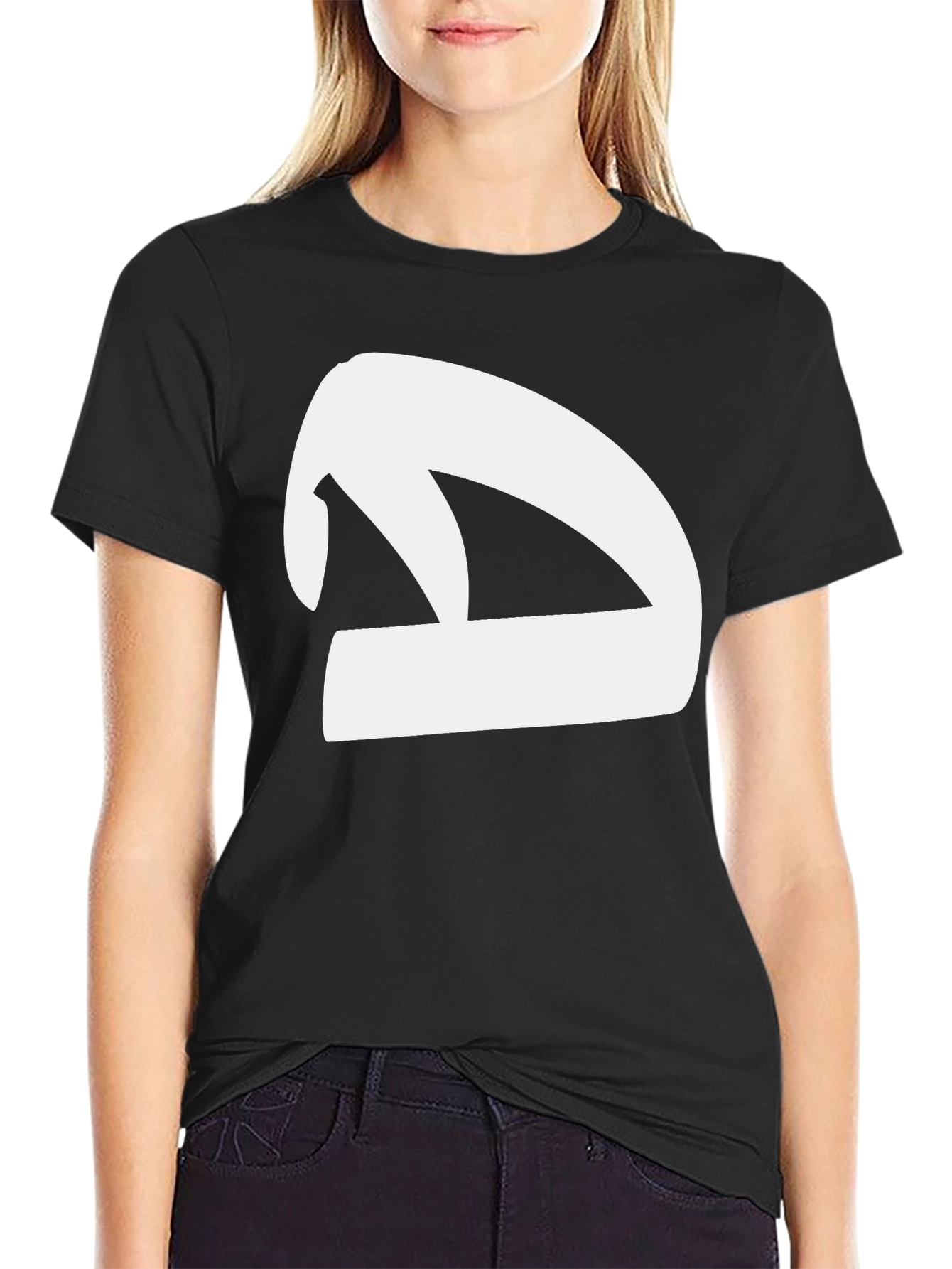 Black T-Shirt with White Abstract Symbol Graphic