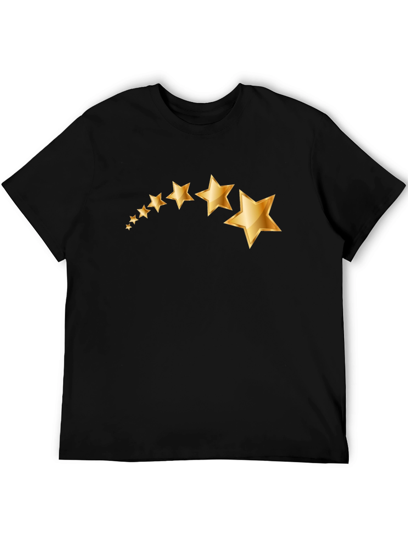 Mens Black T-Shirt with Gold Star Graphic