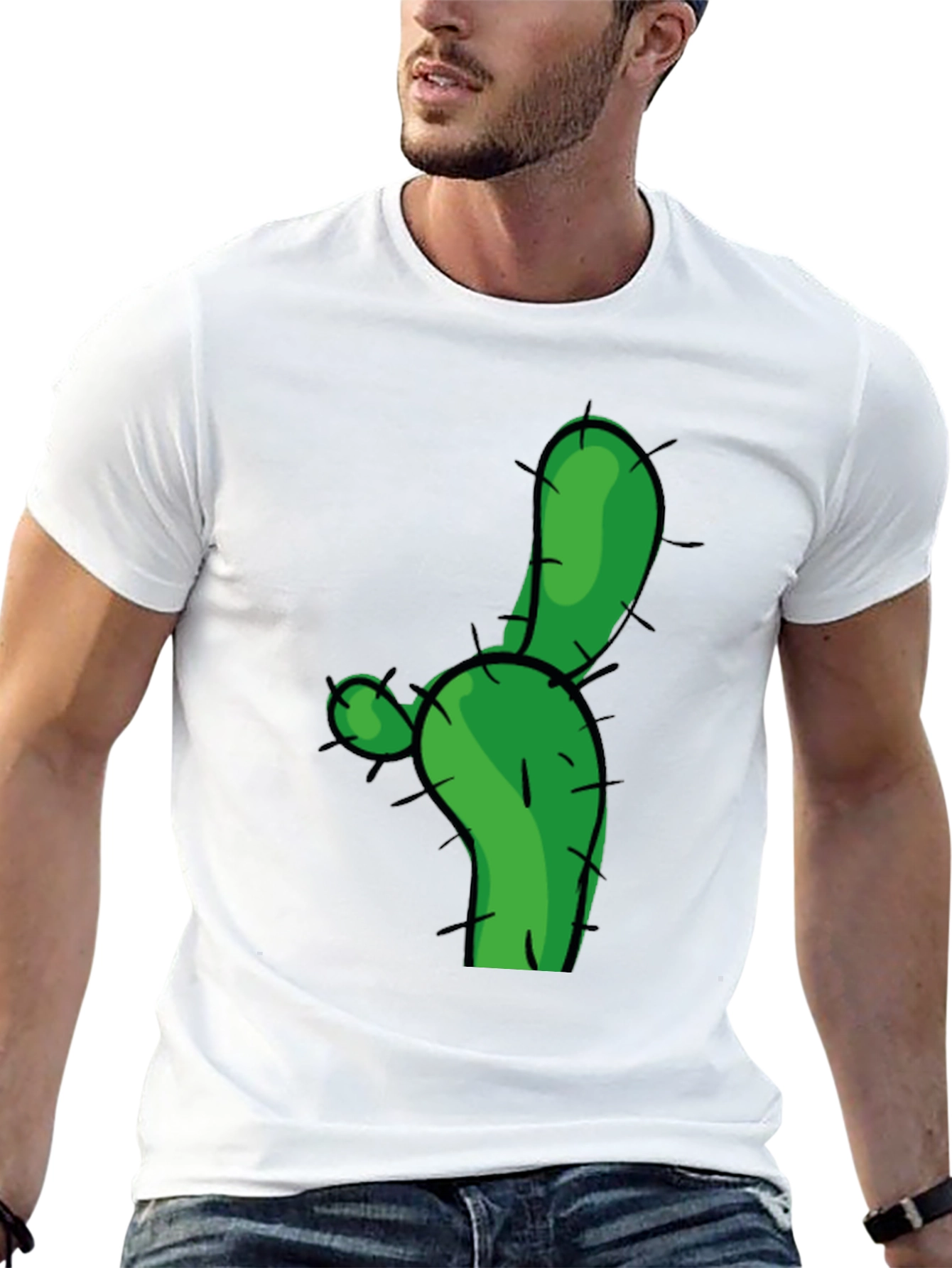 Cactus Graphic Tee - Green Novelty T-Shirt