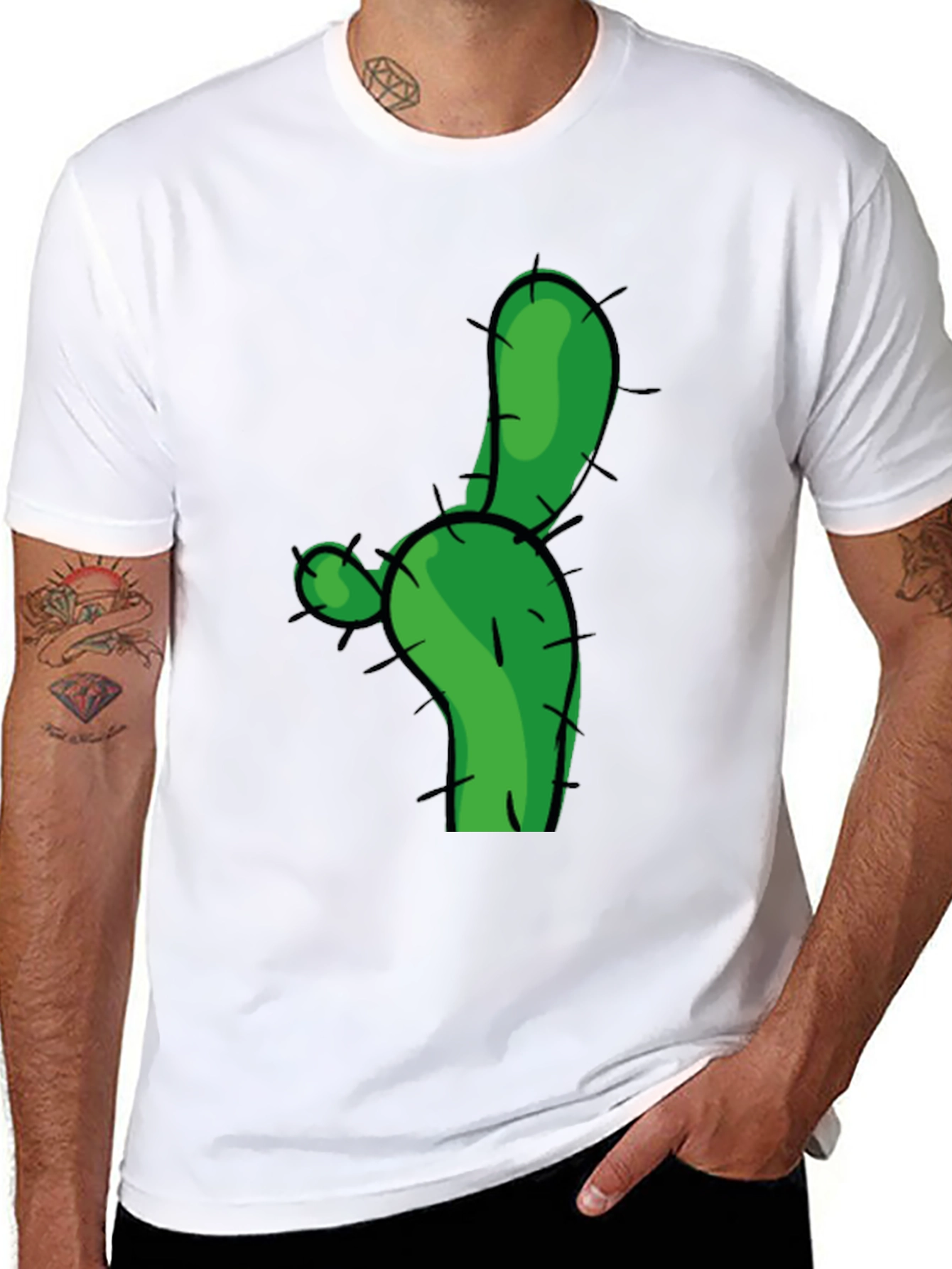 Cactus Graphic Tee - Green Novelty T-Shirt