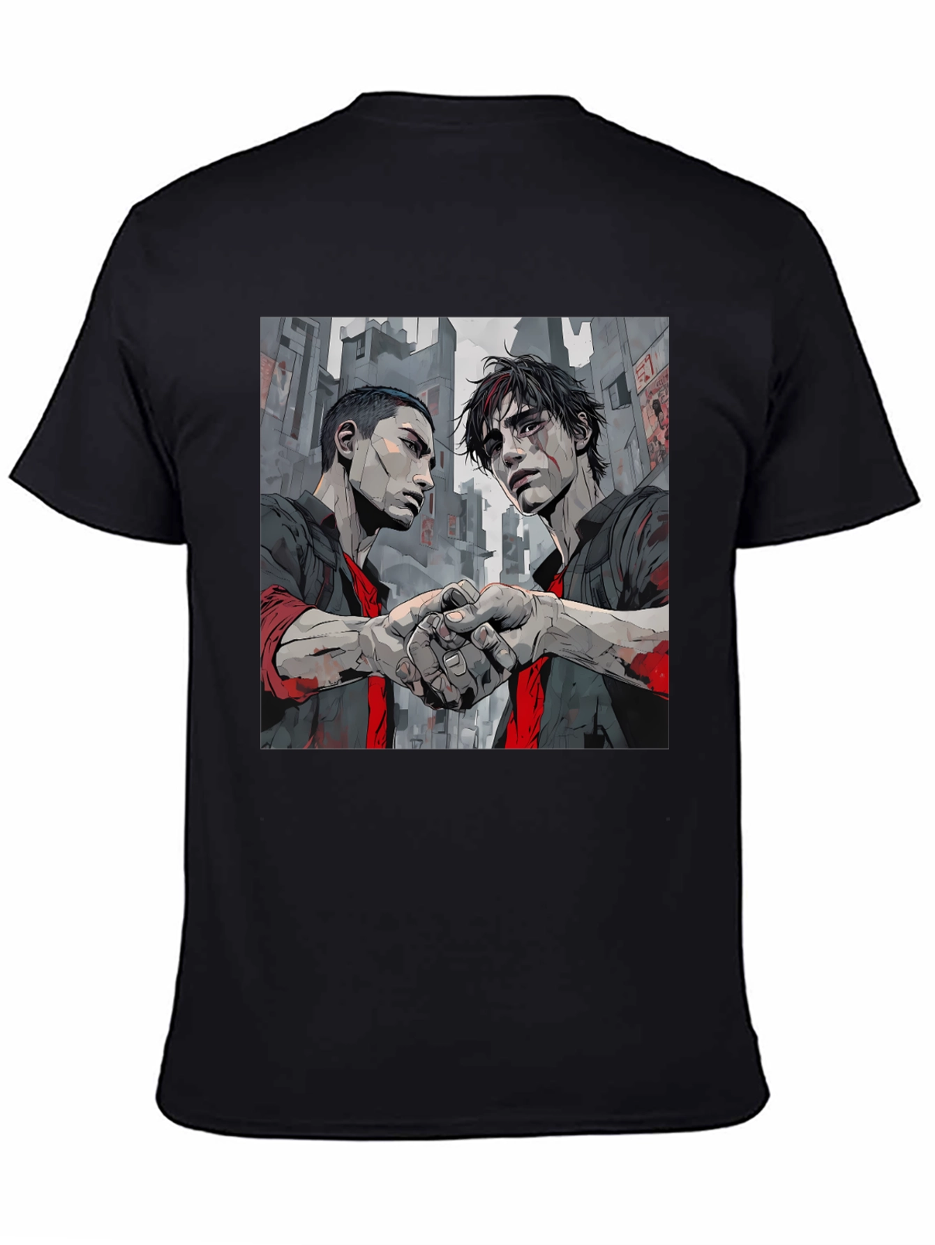 Urban Handshake Graphic Tee - Stylish Black Shirt