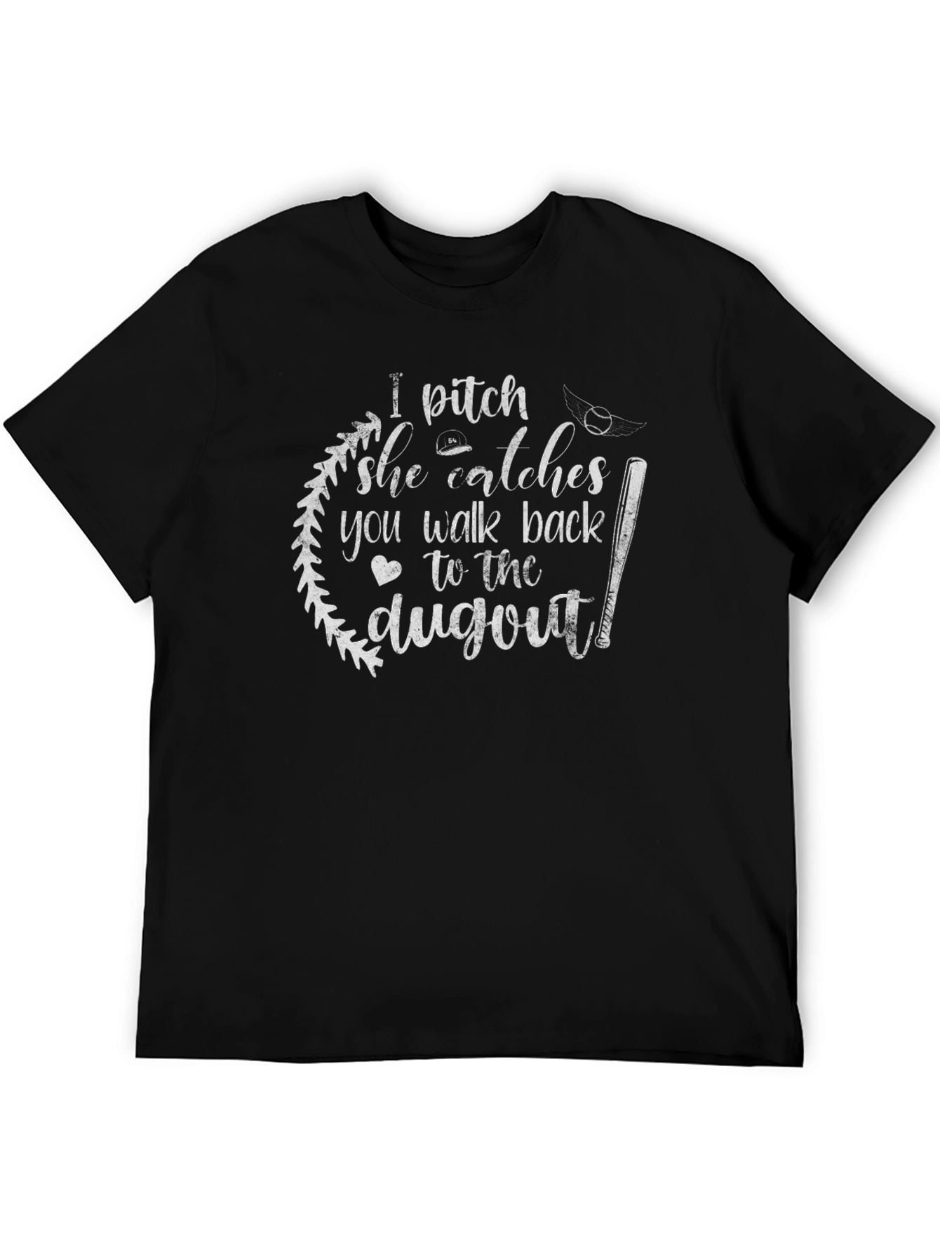 I Pitch She Catches T-Shirt Baseball Softball Tee