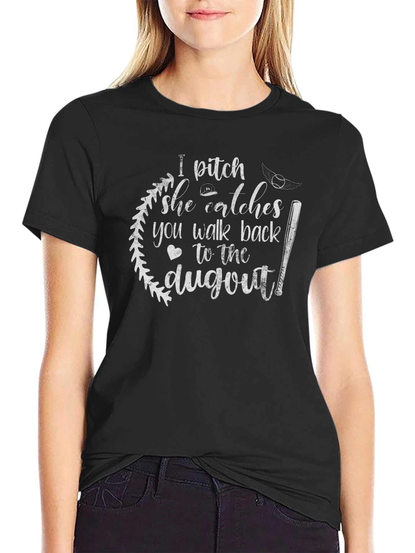 I Pitch She Catches T-Shirt Baseball Softball Tee