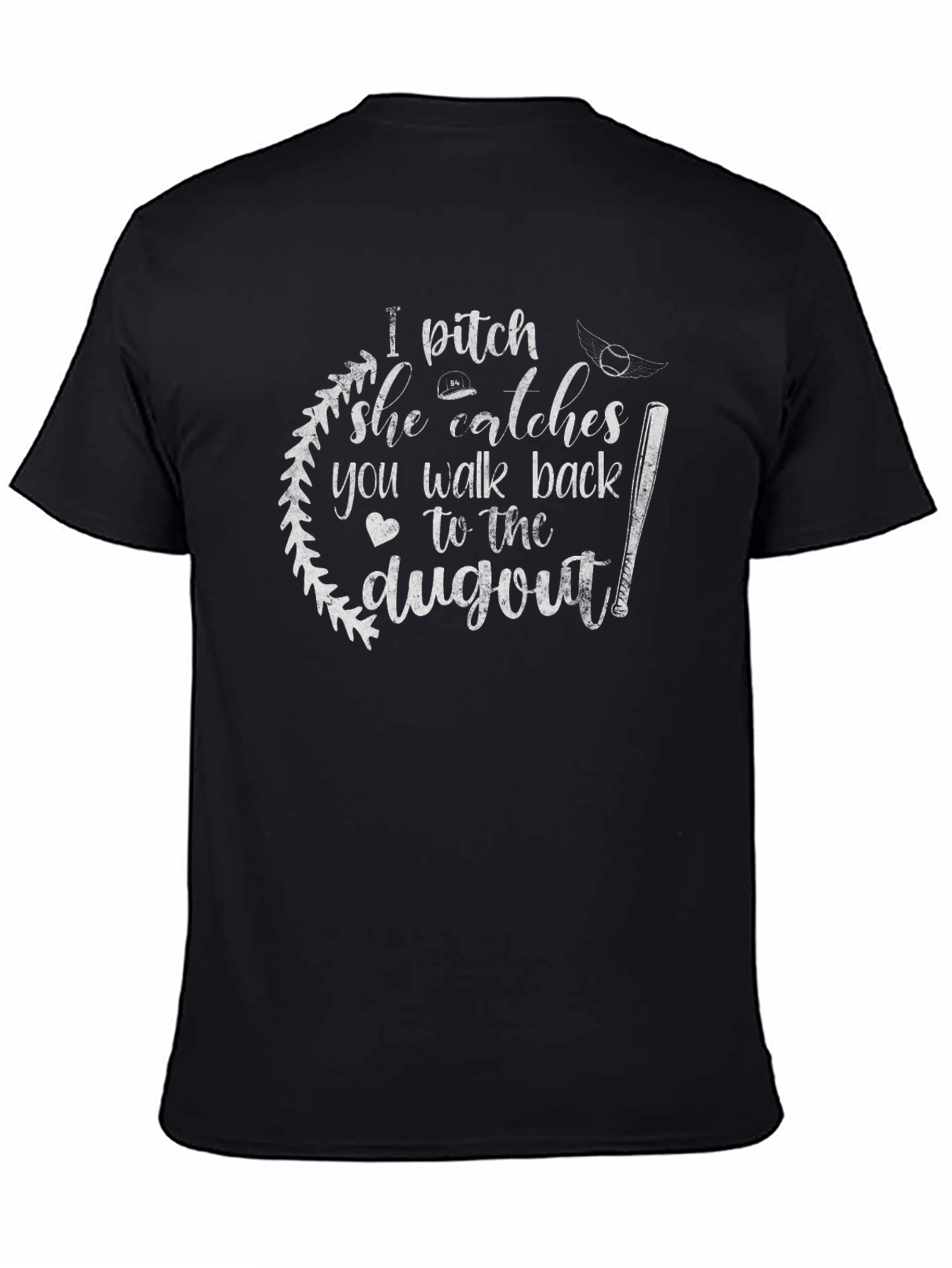 I Pitch She Catches T-Shirt Baseball Softball Tee