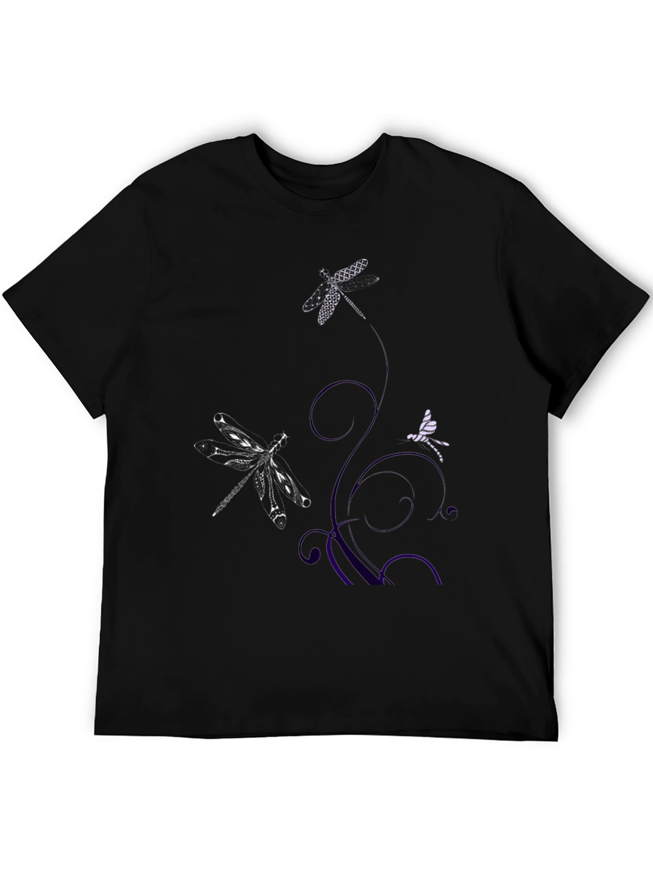 Dragonfly Graphic Print Tee - Black